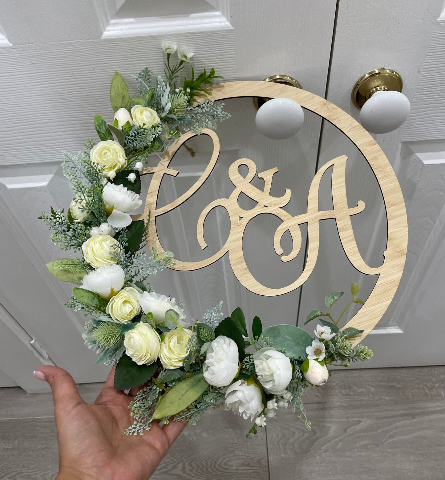 Floral Hoop Wall Art Wooden or Natural custom made