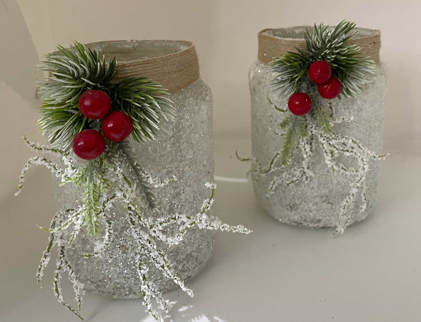 2pcs set Christmas Frosty Snowy Jars-All-Times-Gifts