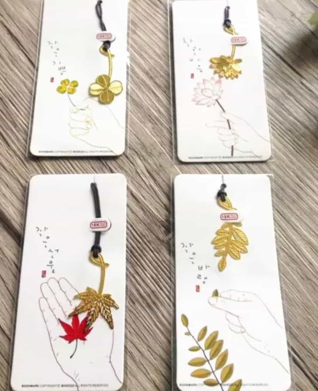 4pcs/Set Mini Golden Metal Leaves Bookmarks-All-Times-Gifts
