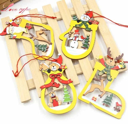 4pcs/Set Wooden Colorful Christmas Decoration-All-Times-Gifts