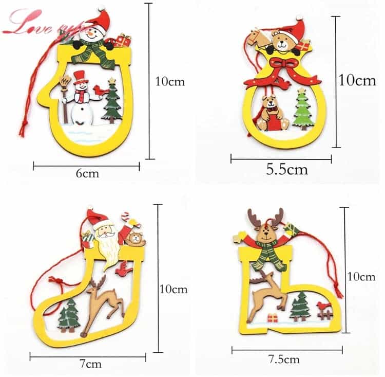 4pcs/Set Wooden Colorful Christmas Decoration-All-Times-Gifts