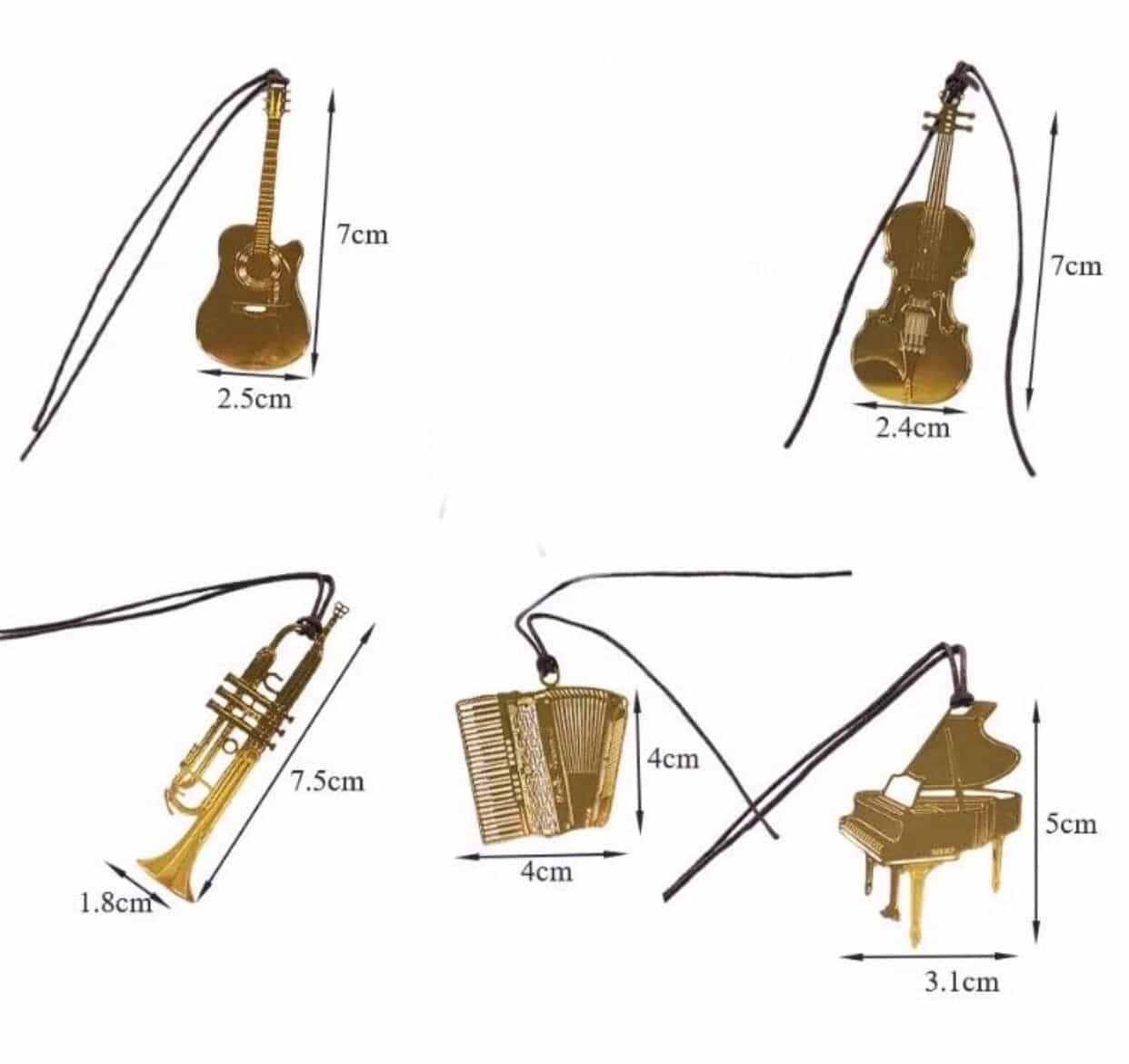 5pcs/Set Musical Instruments Golden Metal Bookmarks-Bookmarks-All-Times-Gifts