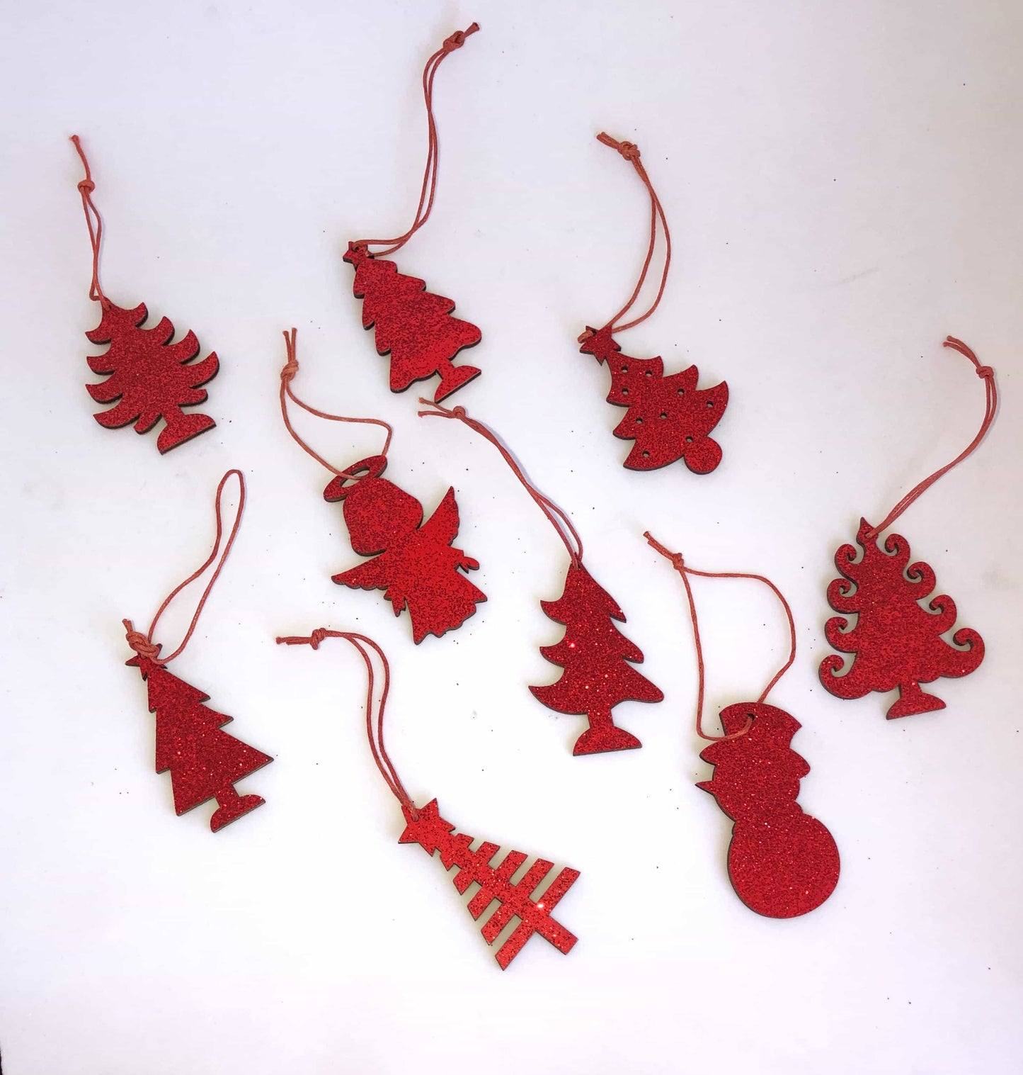 9pcs/Set Glitter Red Christmas Decor-All-Times-Gifts