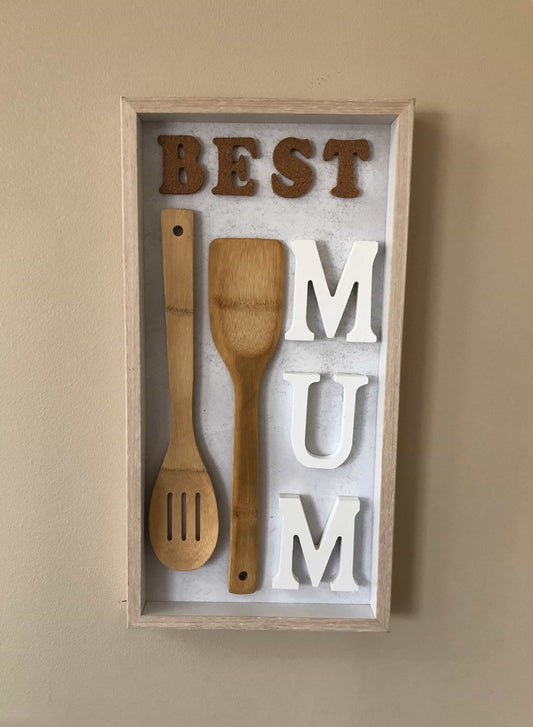 Best Mum Shadow Frame with Bamboo Spoons-All-Times-Gifts