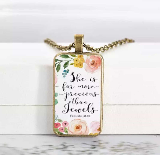 Bible Scripture Rectangle necklace-All-Times-Gifts