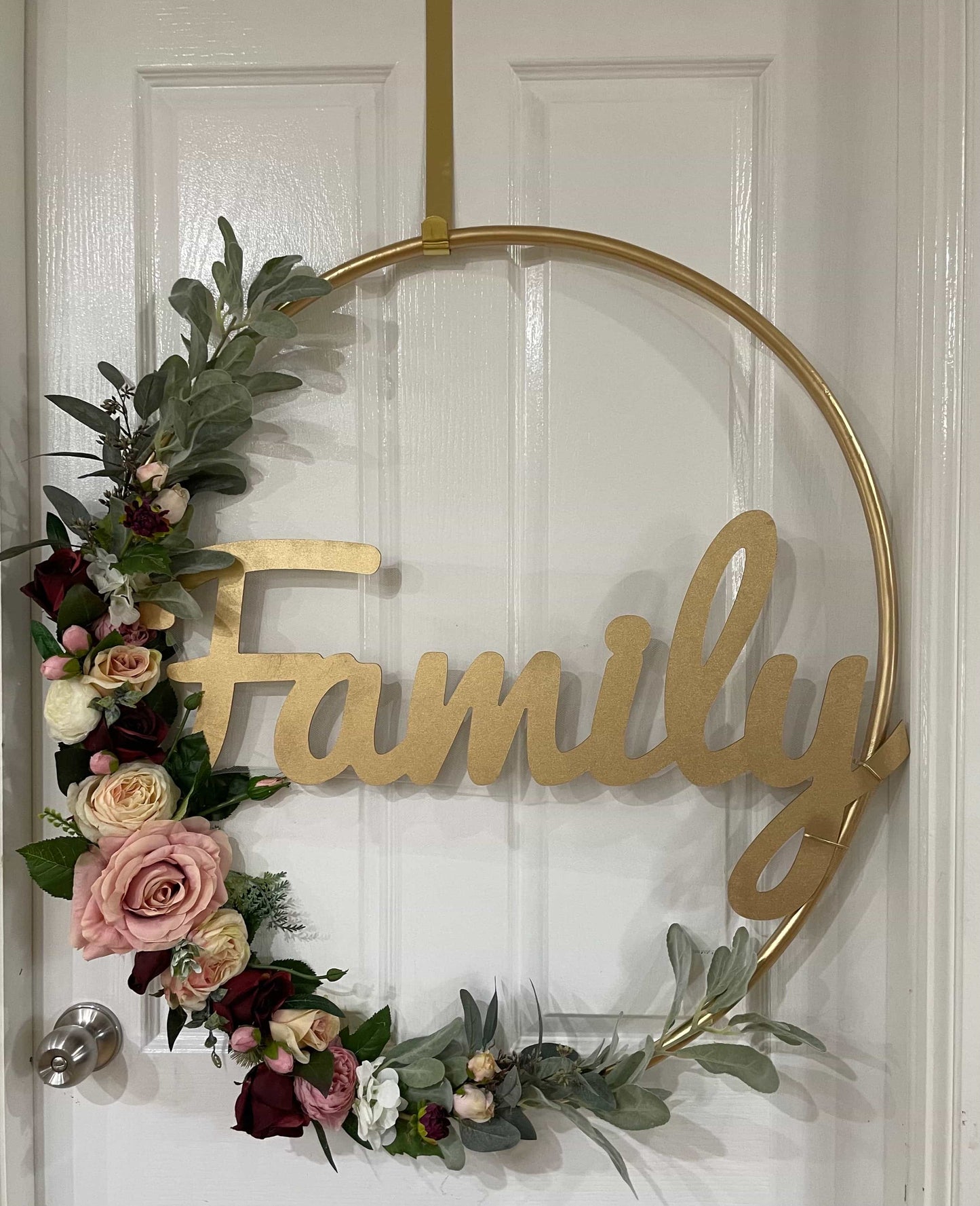Big Golden Floral Hoop Wall Art customise-Personalised Hoops-All-Times-Gifts