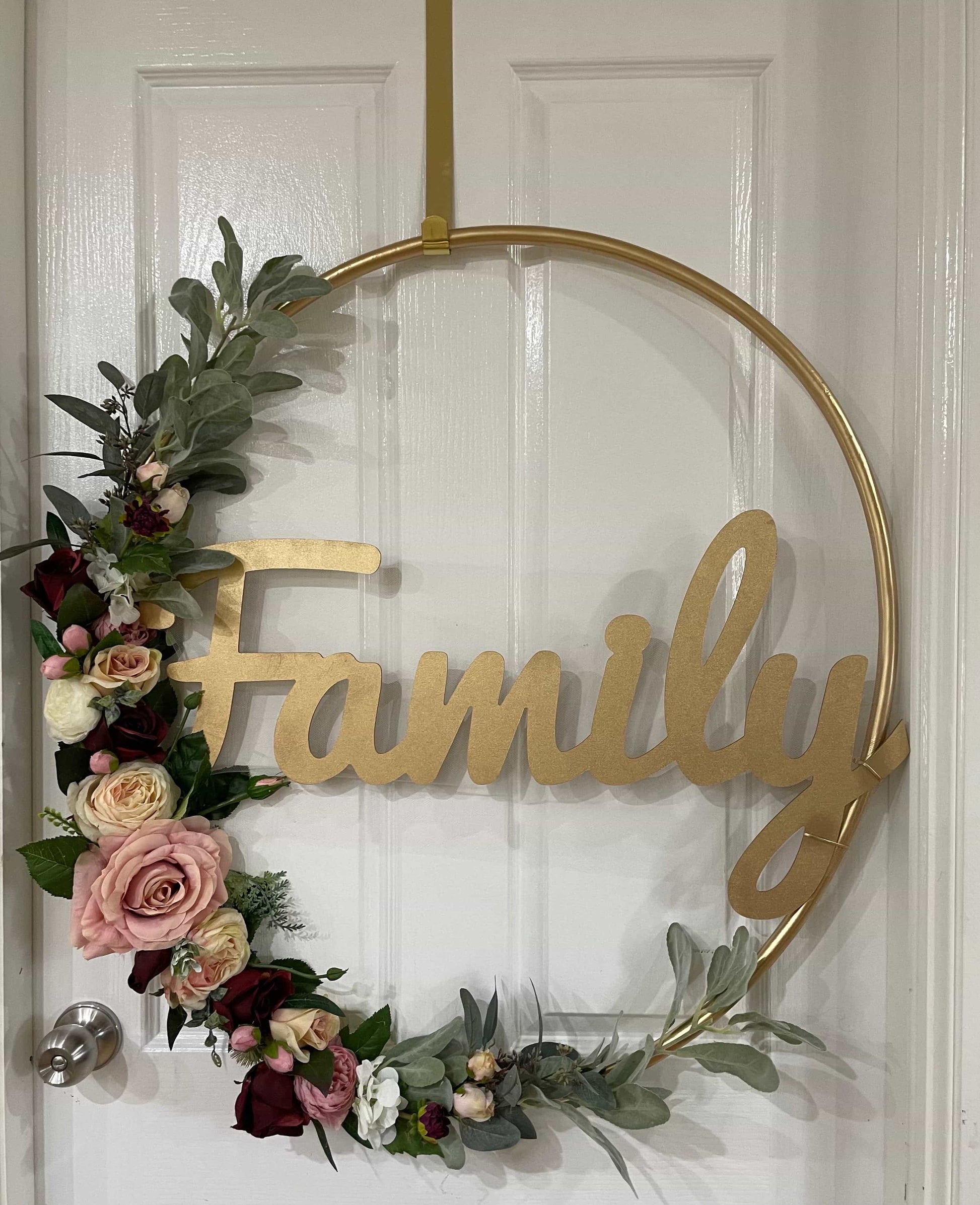 Big Golden Floral Hoop Wall Art customise-Personalised Hoops-All-Times-Gifts