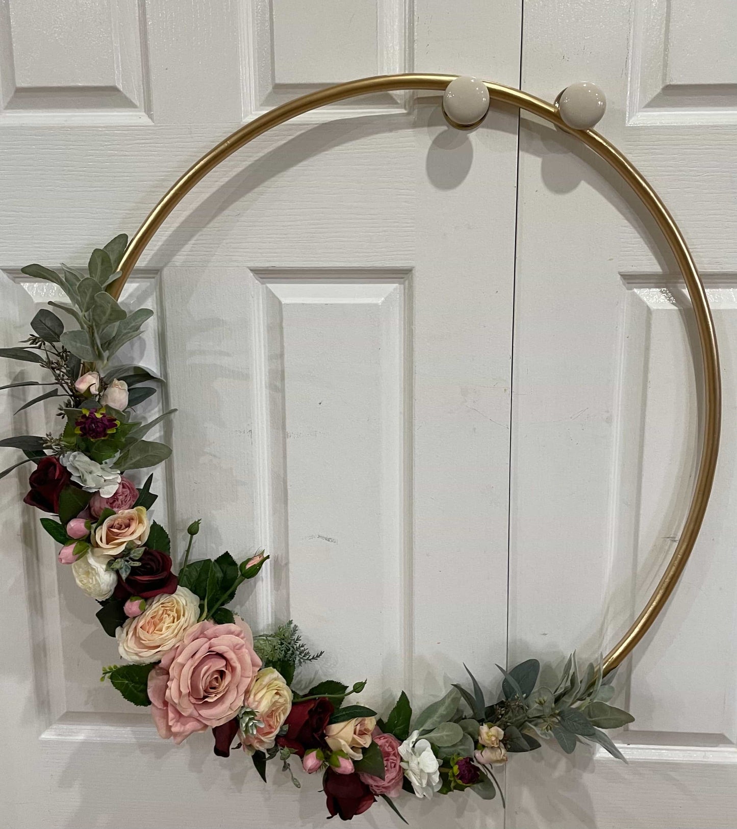 Big Golden Floral Hoop Wall Art customise-Personalised Hoops-All-Times-Gifts