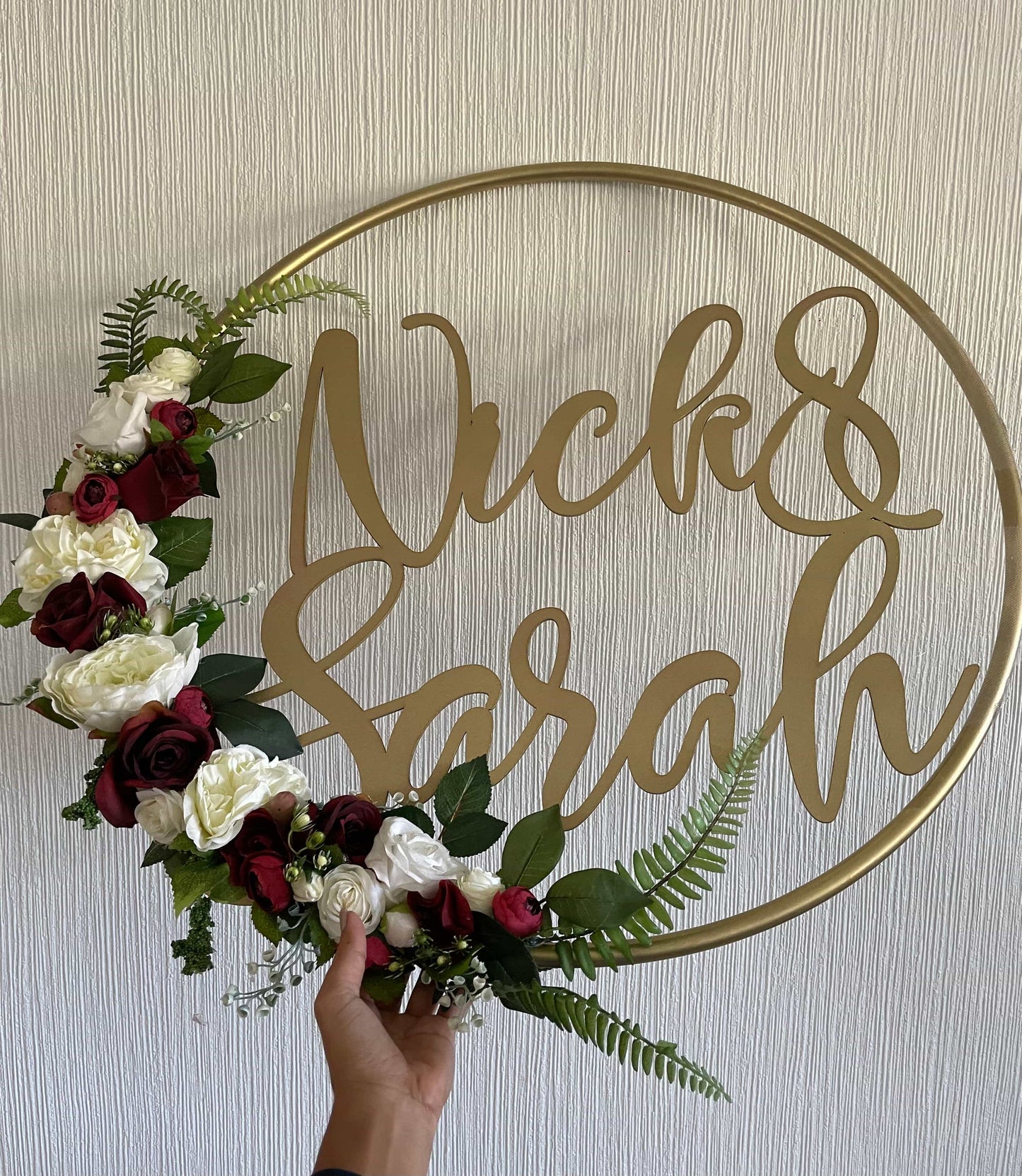 Big Golden Floral Hoop Wall Art customise-Personalised Hoops-All-Times-Gifts