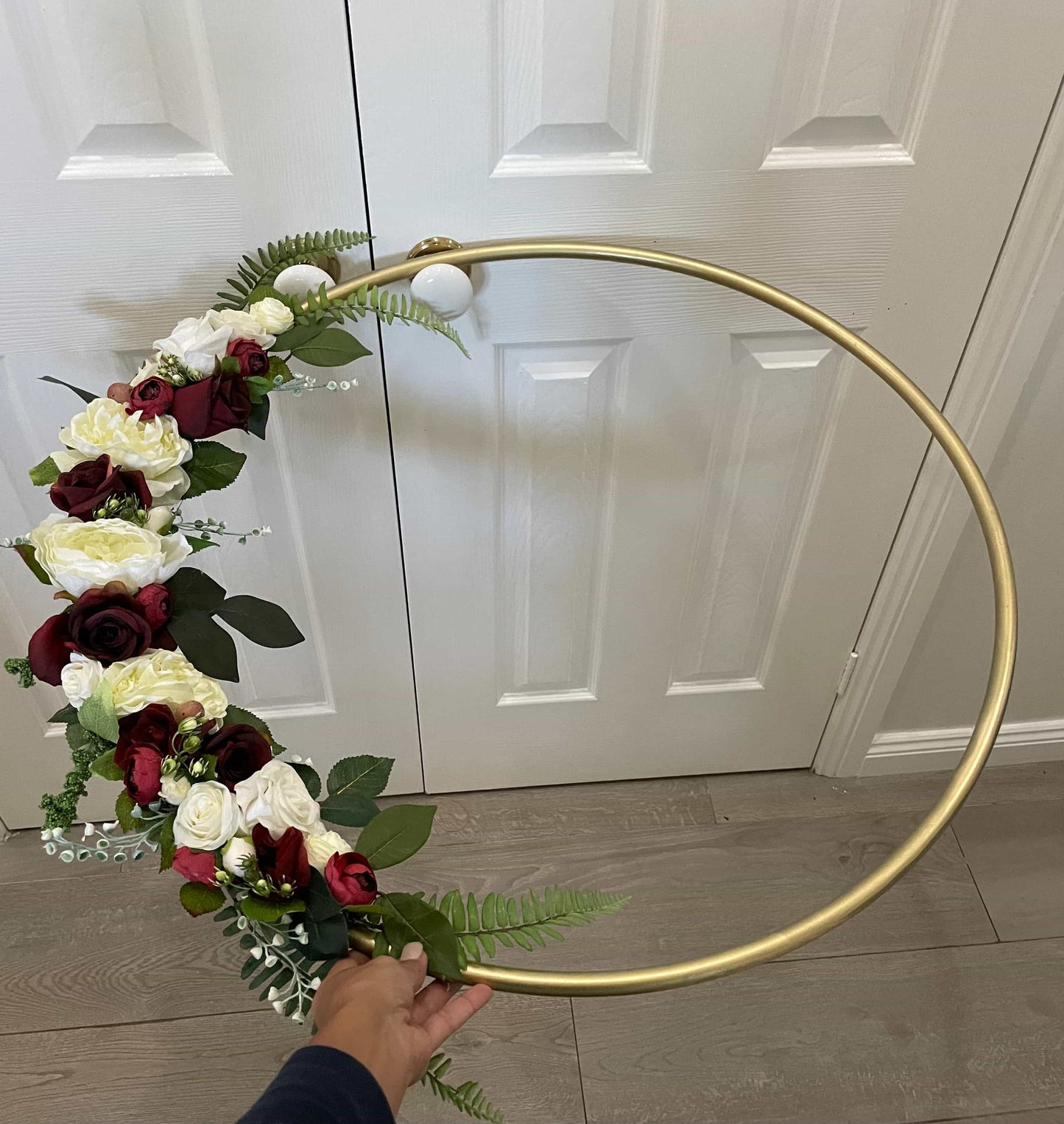 Big Golden Floral Hoop Wall Art customise-Personalised Hoops-All-Times-Gifts