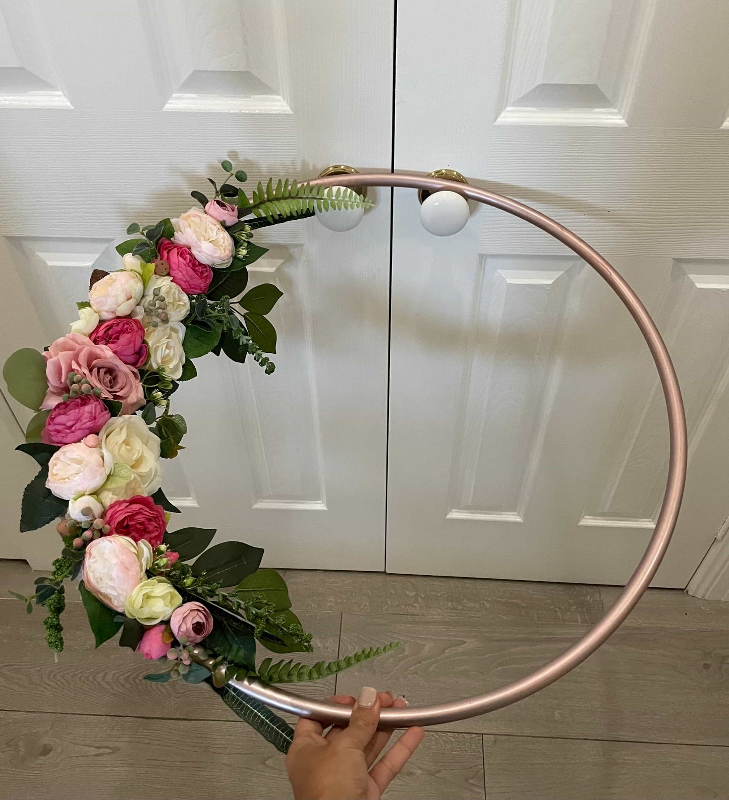 Big Golden Floral Hoop Wall Art customise-Personalised Hoops-All-Times-Gifts