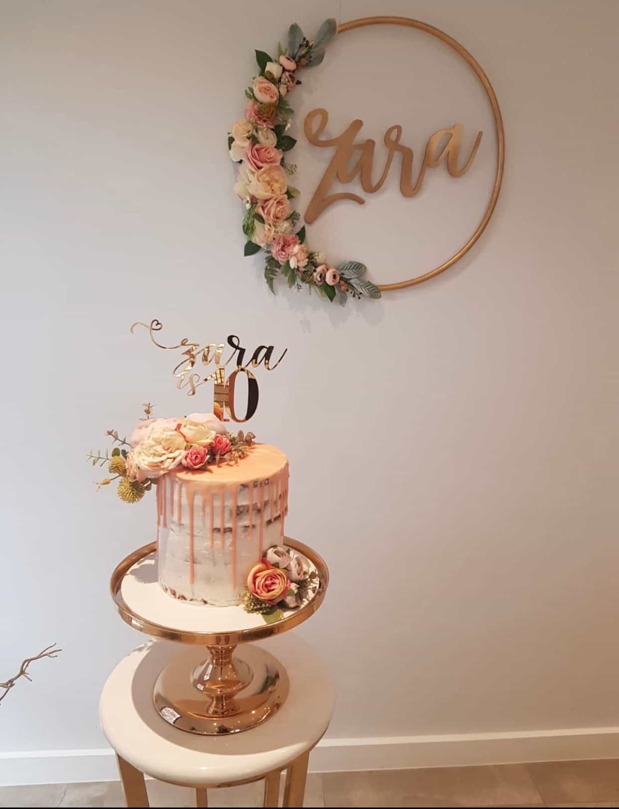 Big Golden Floral Hoop Wall Art customise-Personalised Hoops-All-Times-Gifts