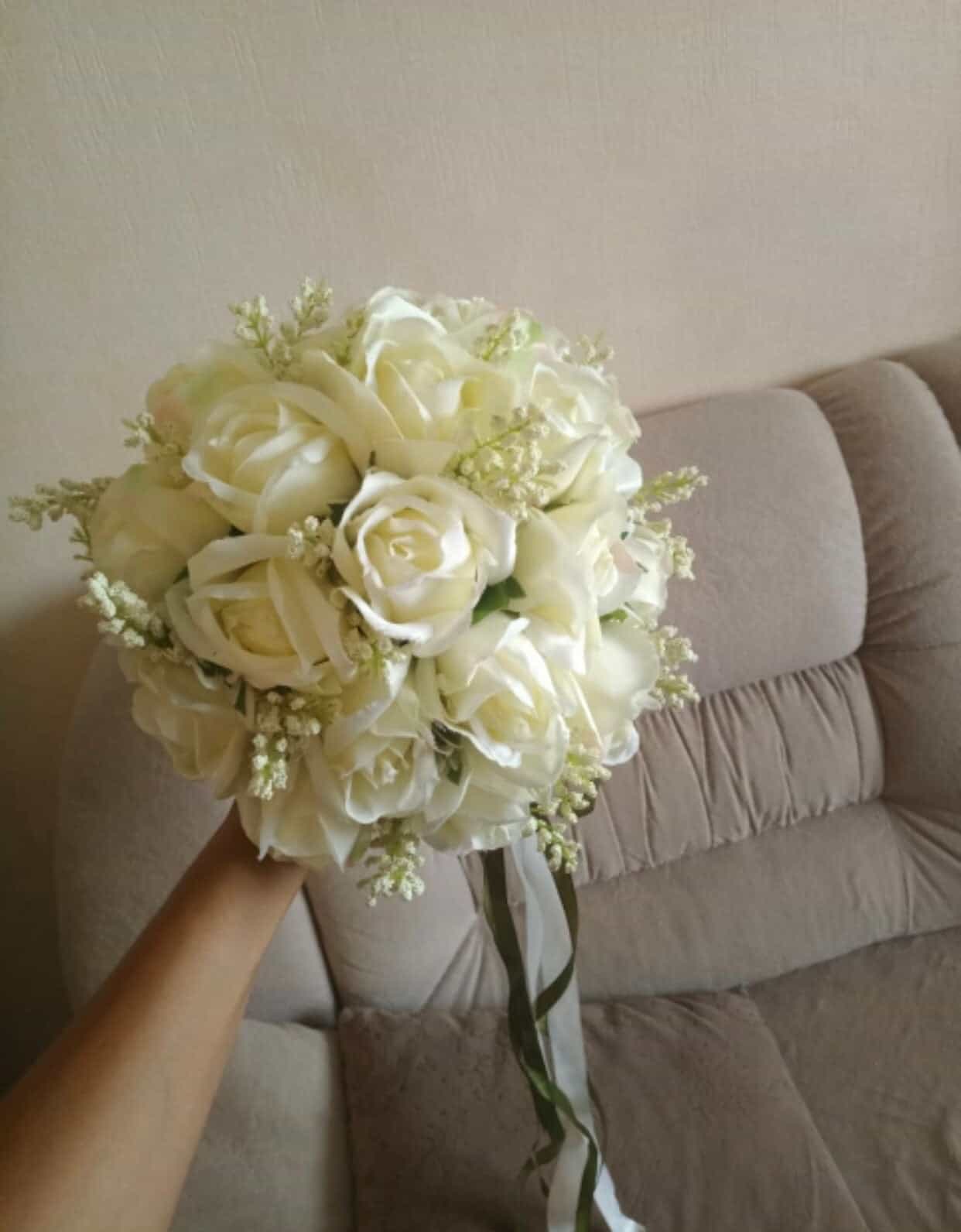 Bridal Bouquet off White Roses-All-Times-Gifts