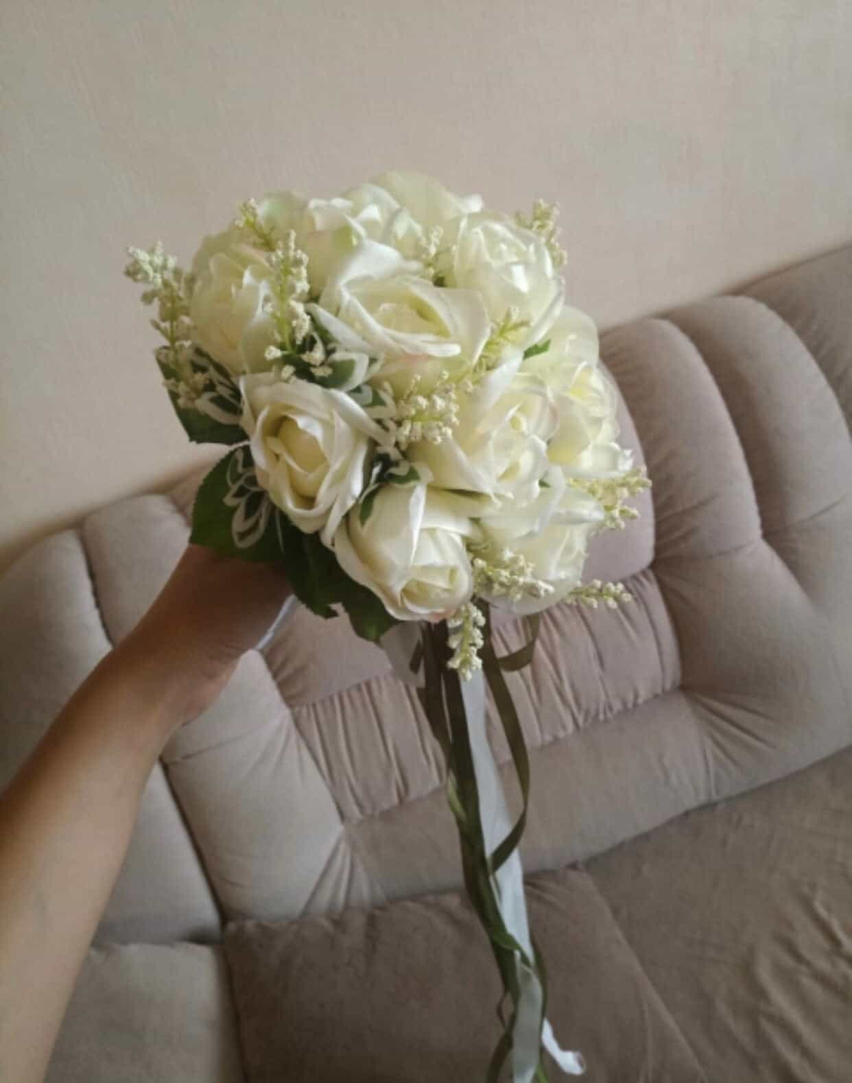 Bridal Bouquet off White Roses-All-Times-Gifts