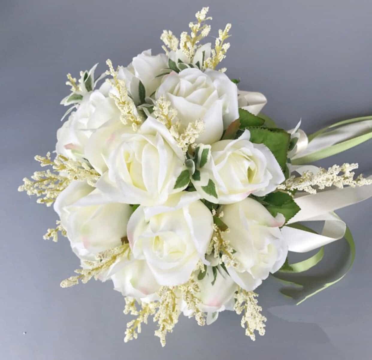 Bridal Bouquet off White Roses-All-Times-Gifts