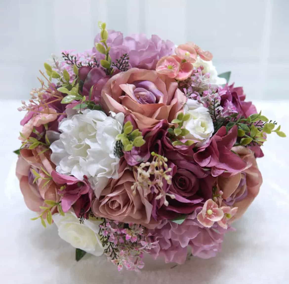 Bridal silk peonies bouquet-All-Times-Gifts