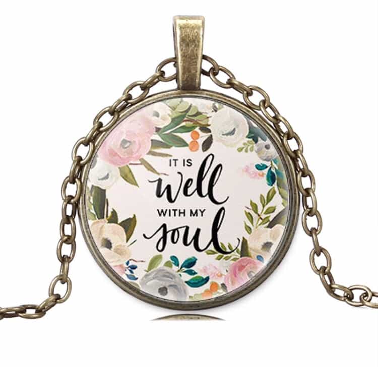Bronze Glass Round Christian Necklace-Jewellery-All-Times-Gifts