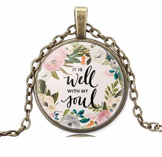 Bronze Glass Round Christian Necklace-Jewellery-All-Times-Gifts