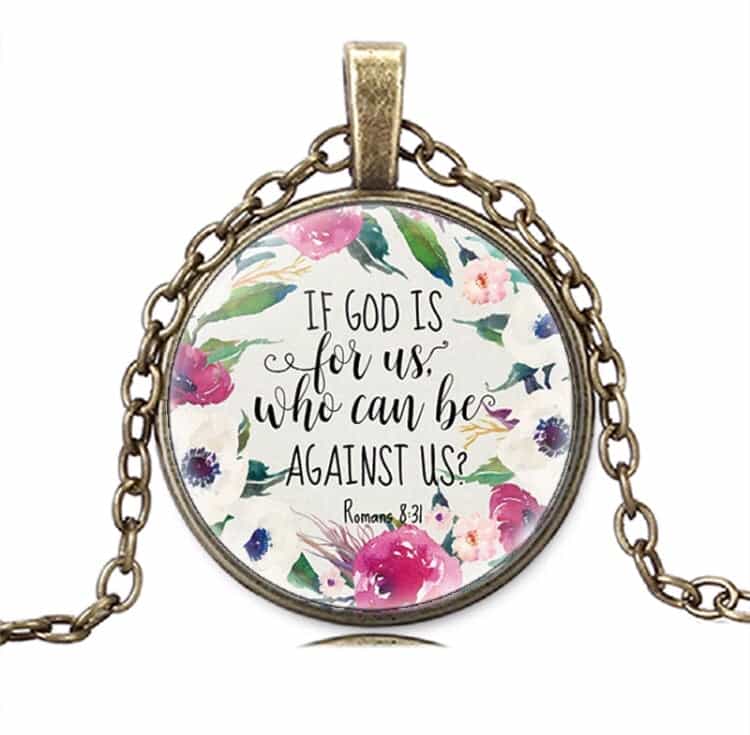 Bronze Glass Round Christian Necklace-Jewellery-All-Times-Gifts