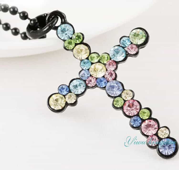 Rainbow deals cross necklace