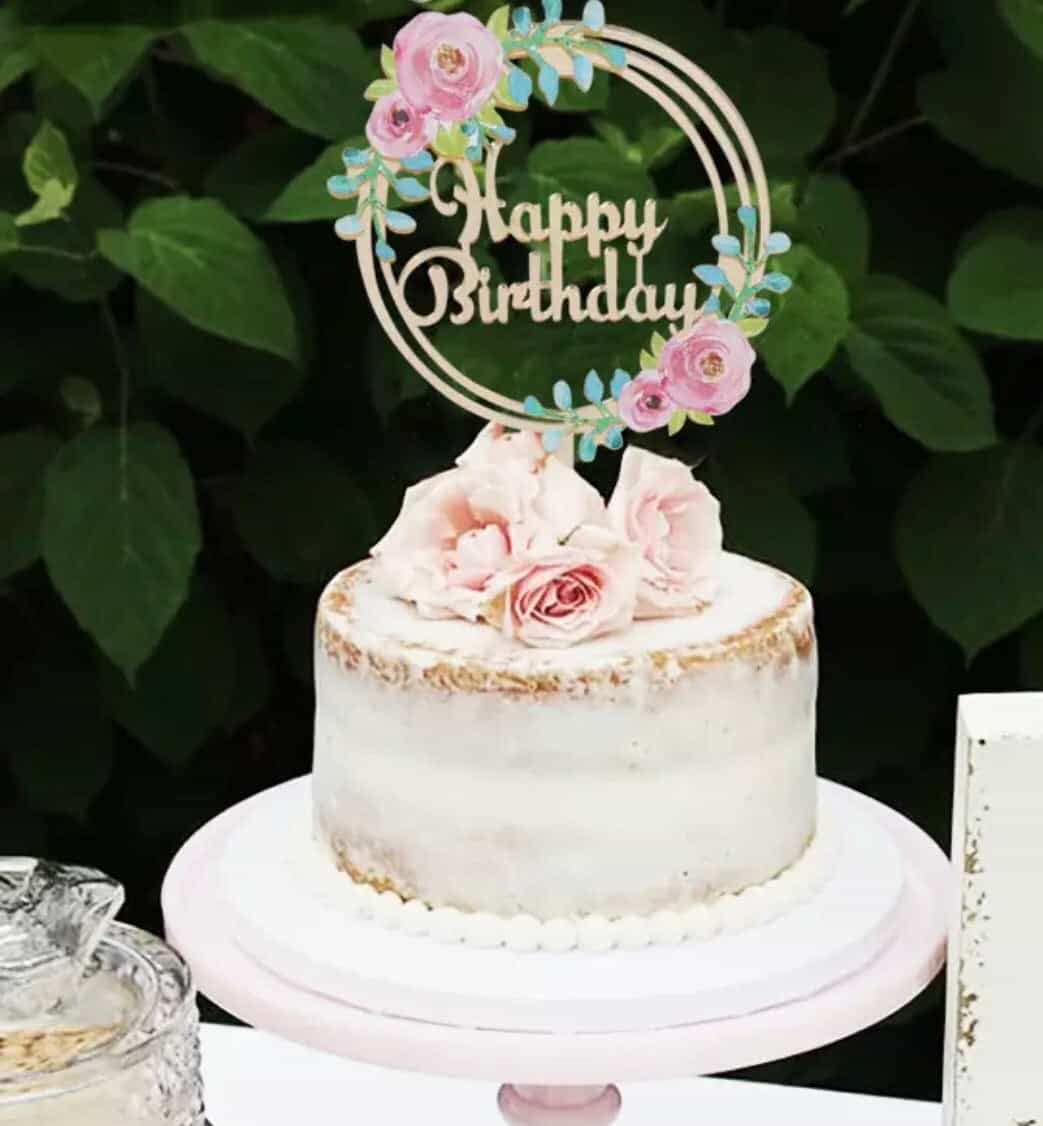 Floral Birthday Cake Topper-Cake Topper-All-Times-Gifts