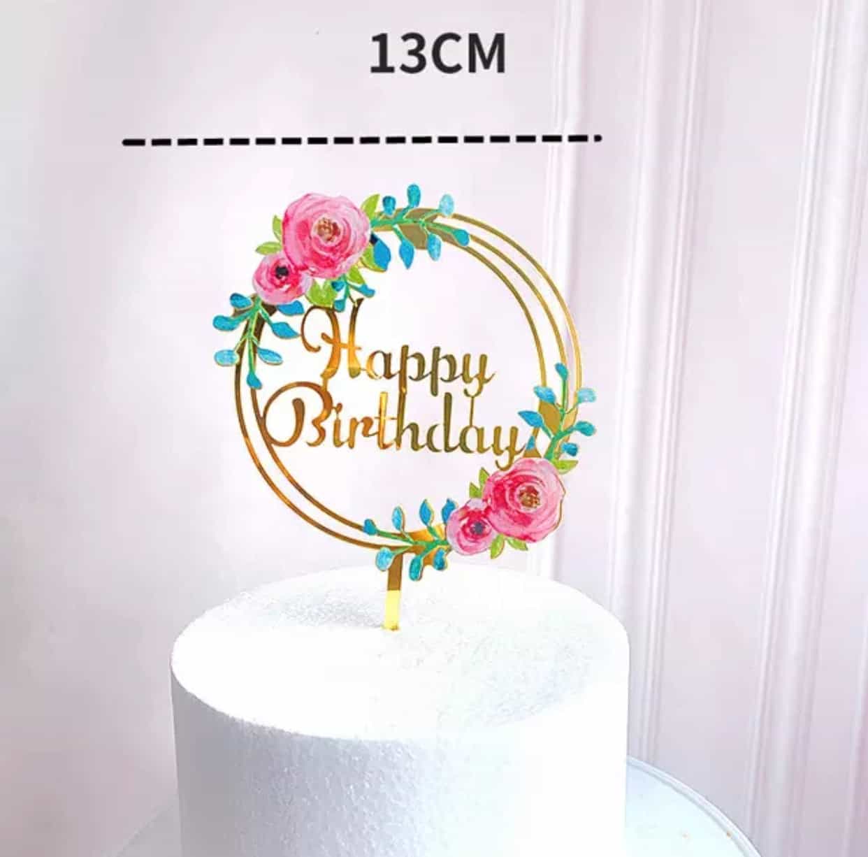 Floral Birthday Cake Topper-Cake Topper-All-Times-Gifts
