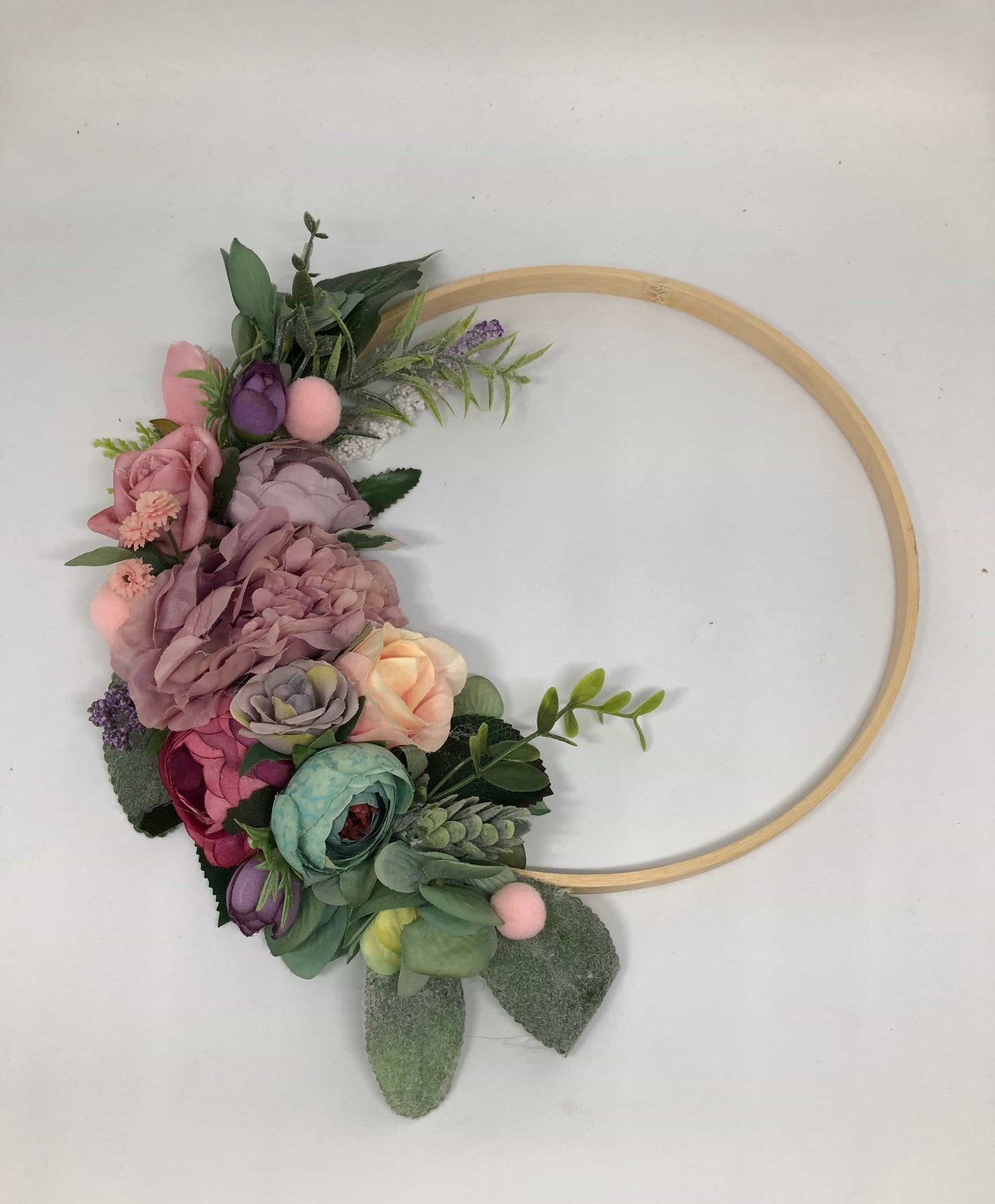 Floral Hoop Wall Art Wooden or Natural custom made-Personalised Hoops-All-Times-Gifts