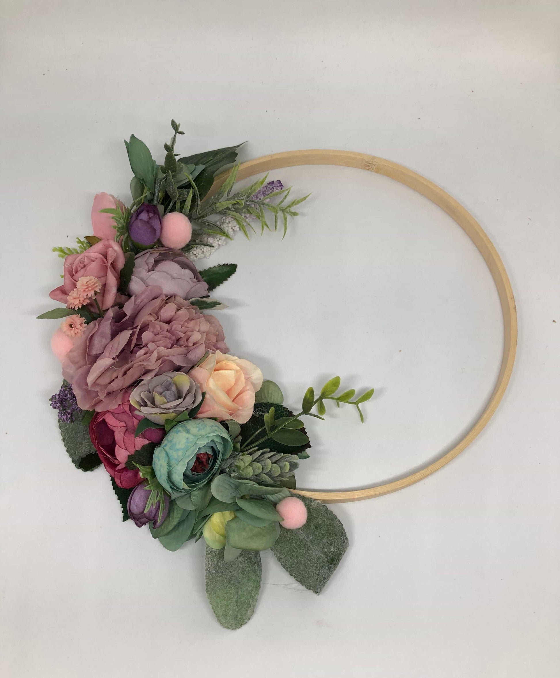 Floral Hoop Wall Art Wooden or Natural custom made-Personalised Hoops-All-Times-Gifts