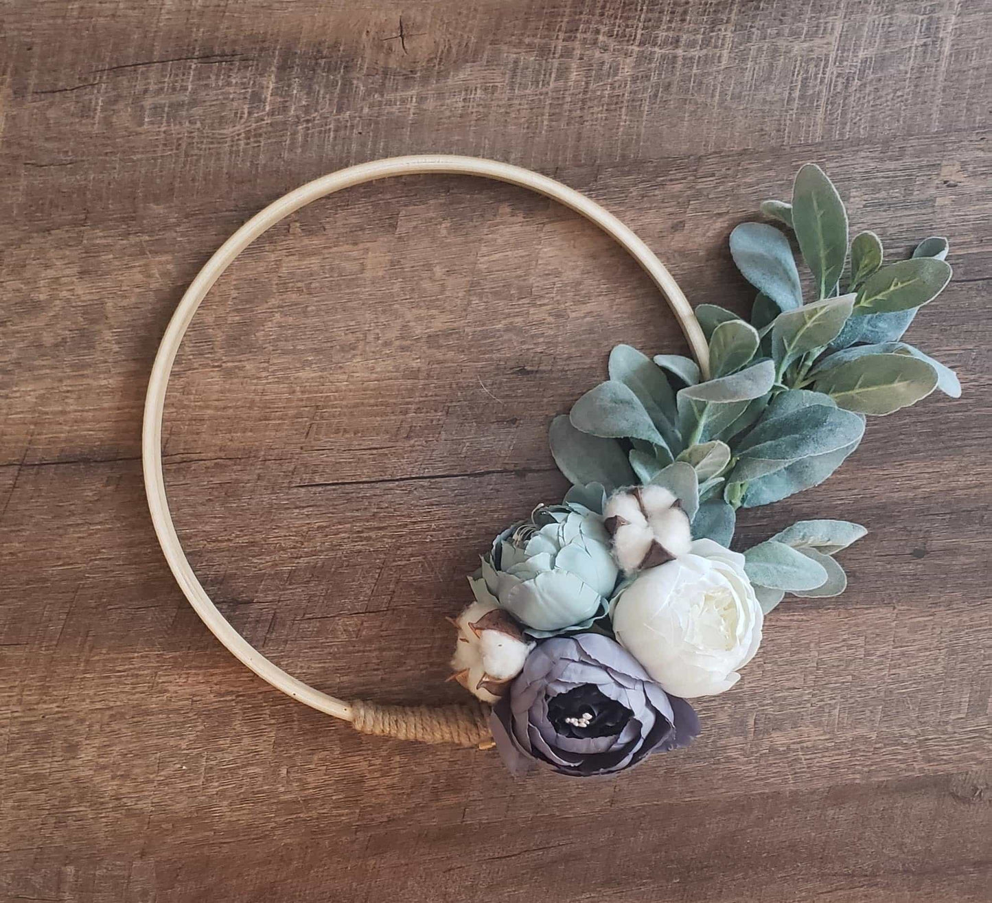 Floral Hoop Wall Art Wooden or Natural custom made-Personalised Hoops-All-Times-Gifts