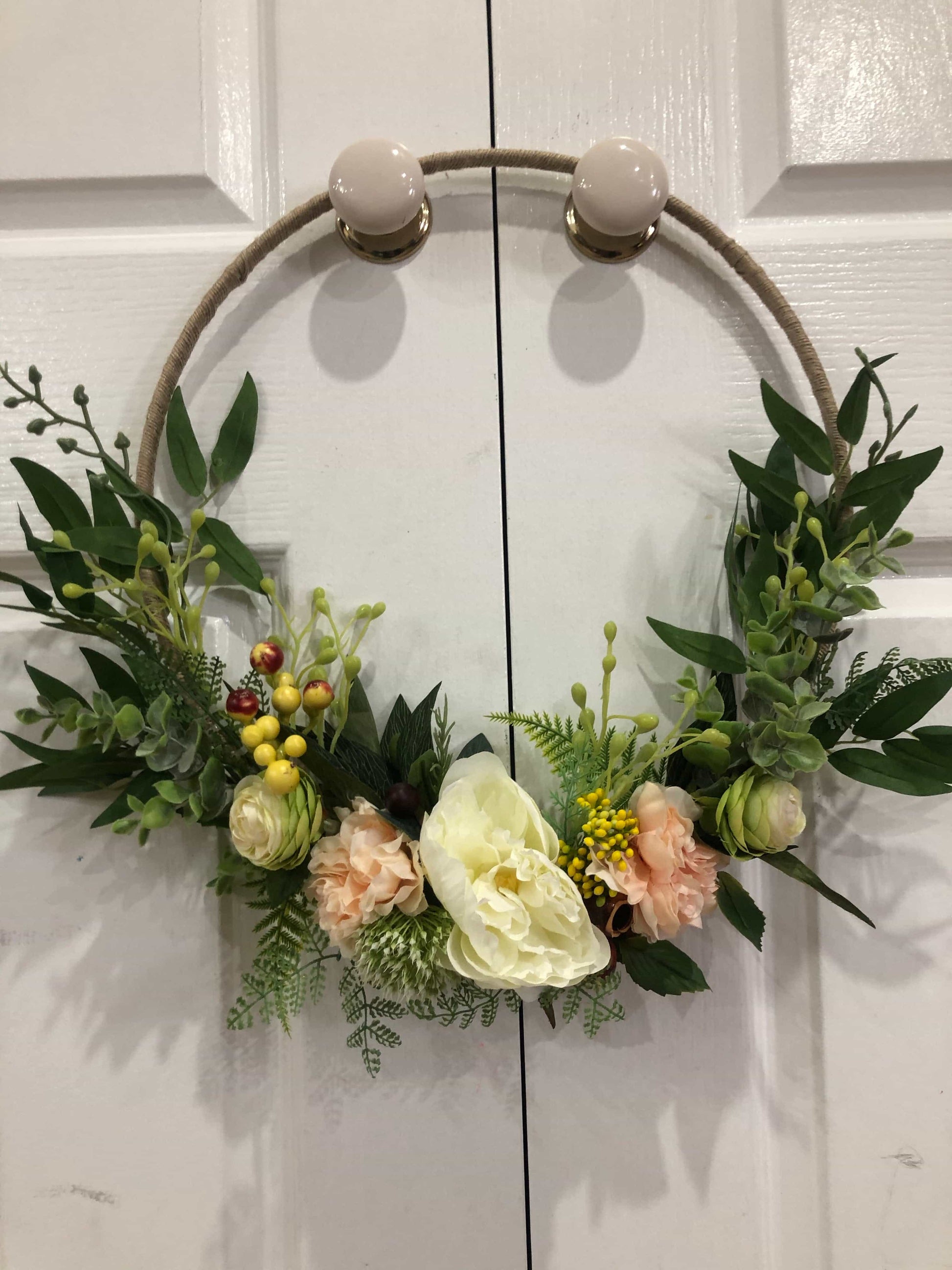 Floral Hoop Wall Art Wooden or Natural custom made-Personalised Hoops-All-Times-Gifts
