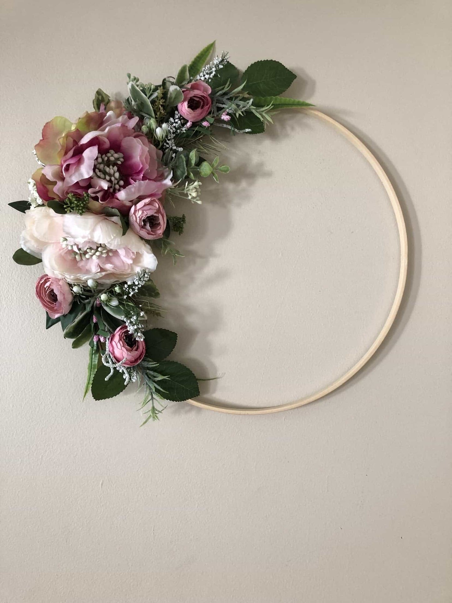 Floral Hoop Wall Art Wooden or Natural custom made-Personalised Hoops-All-Times-Gifts