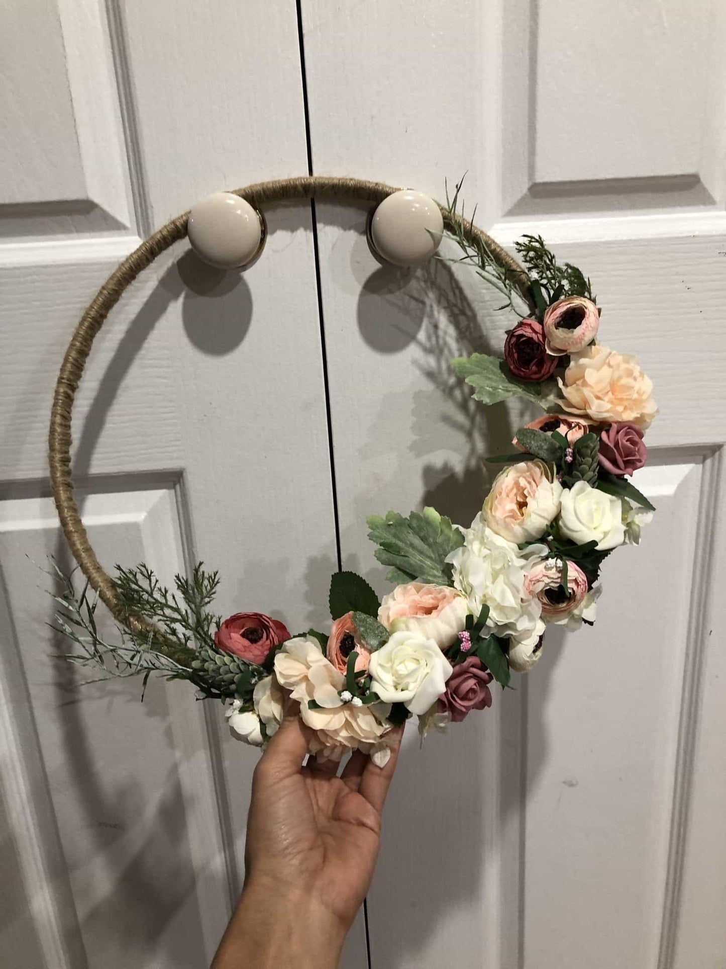 Floral Hoop Wall Art Wooden or Natural custom made-Personalised Hoops-All-Times-Gifts