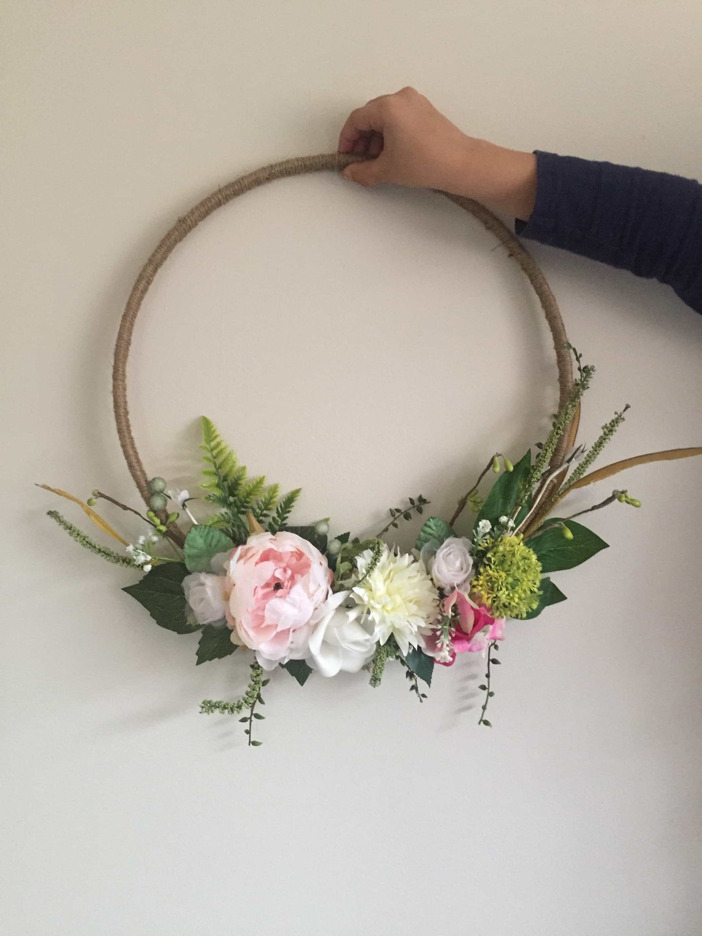 Floral Hoop Wall Art Wooden or Natural custom made-Personalised Hoops-All-Times-Gifts