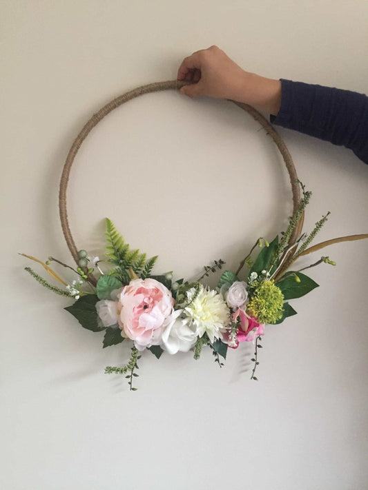Floral Hoop Wall Art Wooden or Natural custom made-Personalised Hoops-All-Times-Gifts
