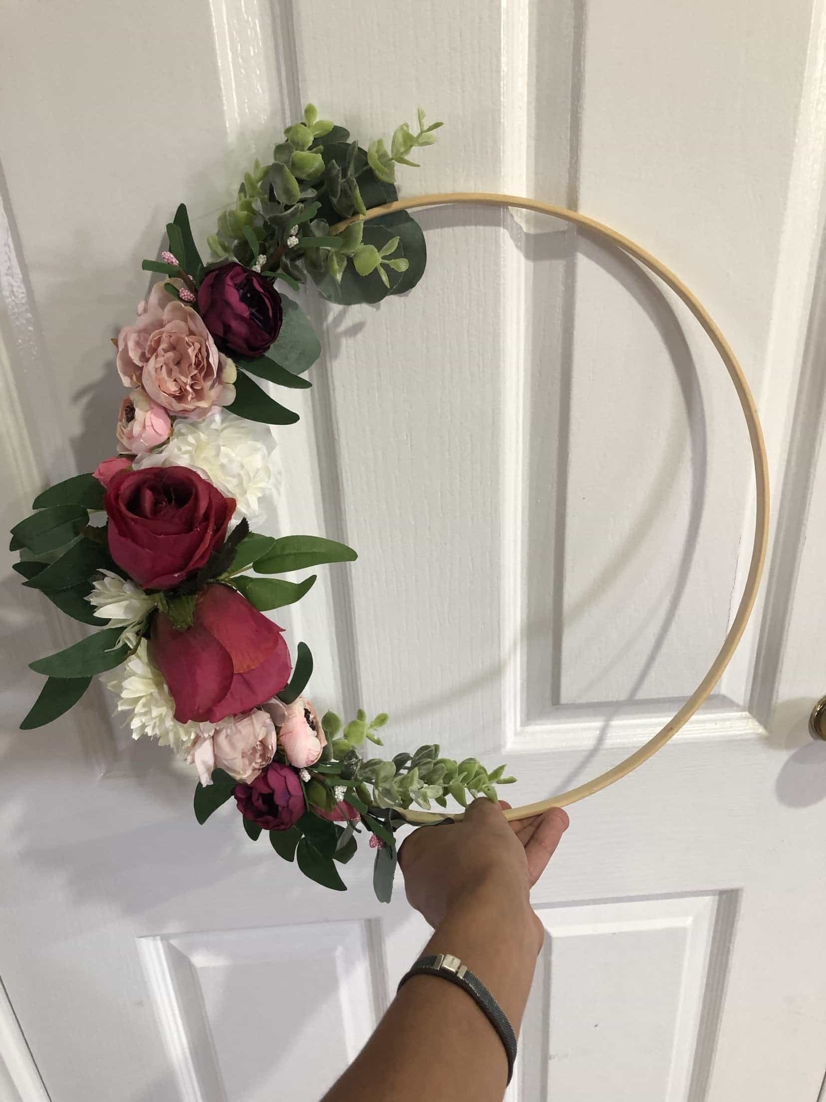 Floral Hoop Wall Art Wooden or Natural custom made-Personalised Hoops-All-Times-Gifts
