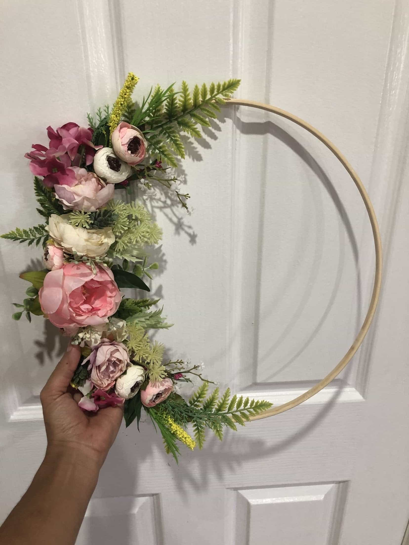 Floral Hoop Wall Art Wooden or Natural custom made-Personalised Hoops-All-Times-Gifts