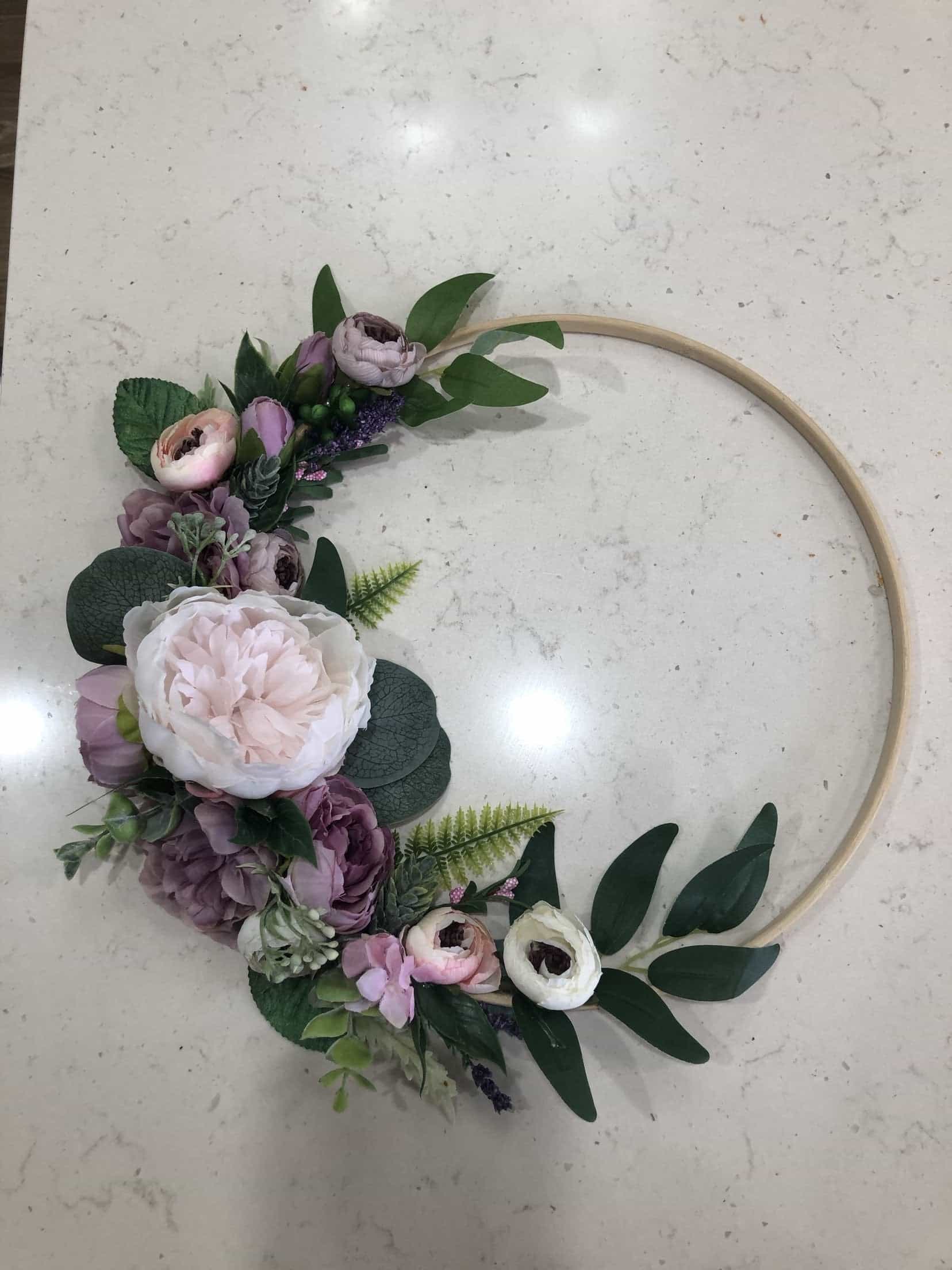 Floral Hoop Wall Art Wooden or Natural custom made-Personalised Hoops-All-Times-Gifts
