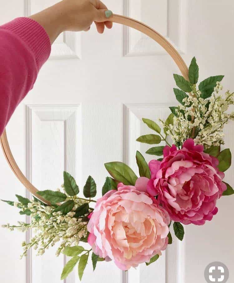 Floral Hoop Wall Art Wooden or Natural custom made-Personalised Hoops-All-Times-Gifts