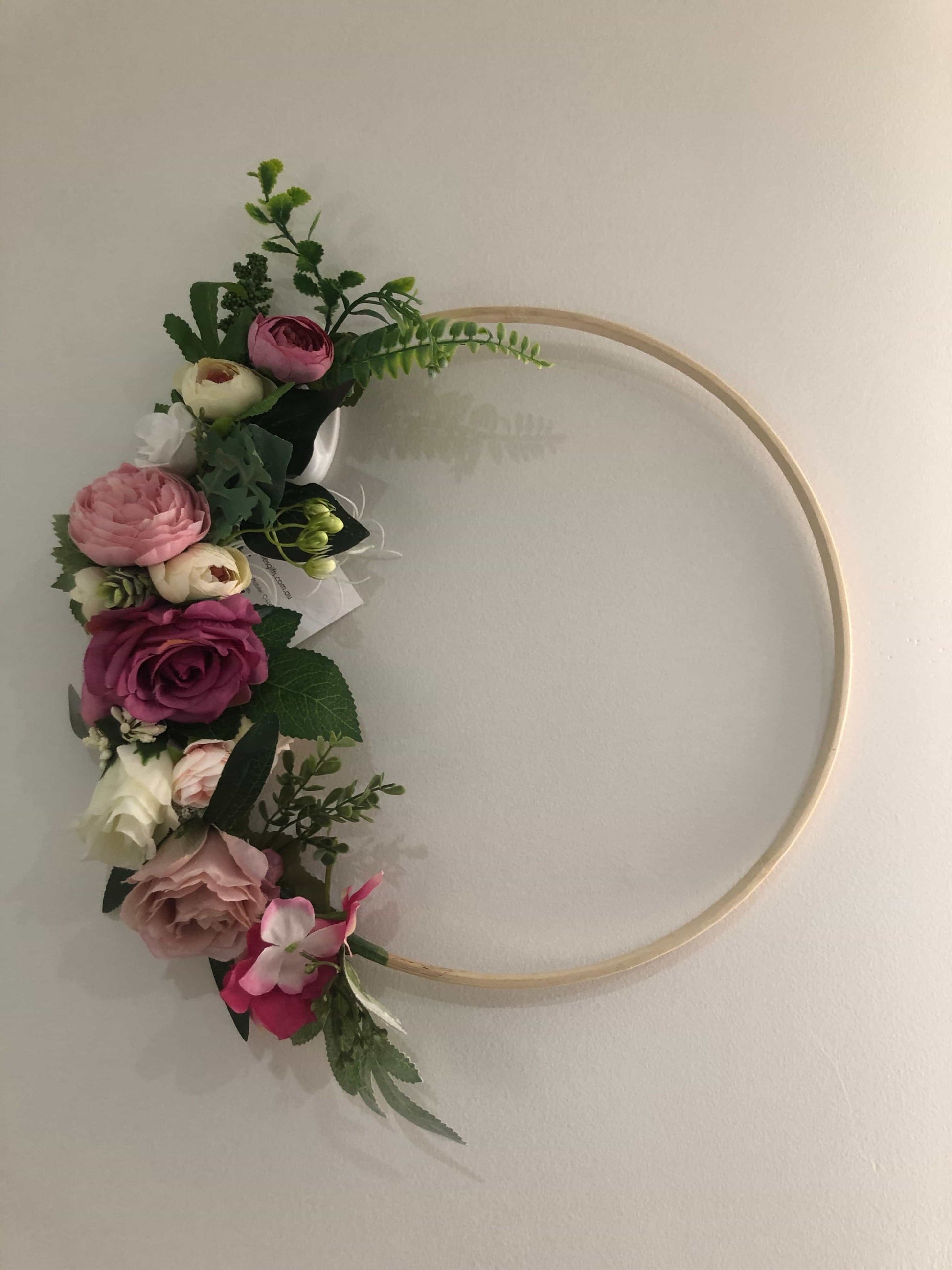 Floral Hoop Wall Art Wooden or Natural custom made-Personalised Hoops-All-Times-Gifts