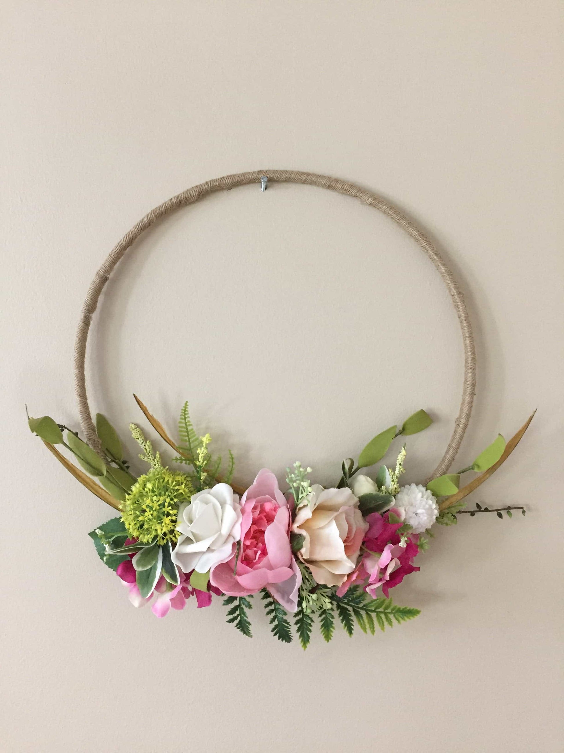 Floral Hoop Wall Art Wooden or Natural custom made-Personalised Hoops-All-Times-Gifts