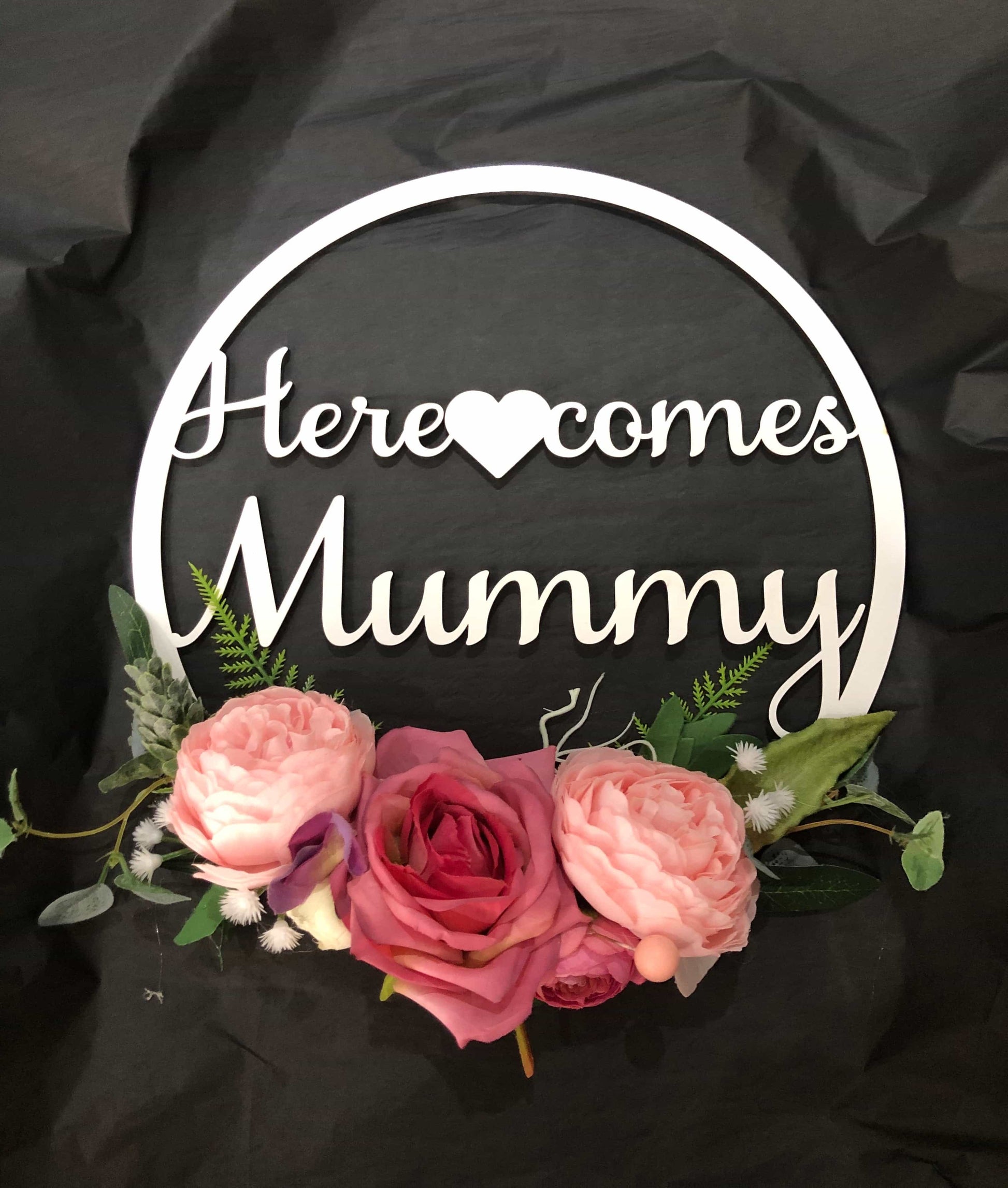 Floral Hoop Wall Art Wooden or Natural custom made-Personalised Hoops-All-Times-Gifts