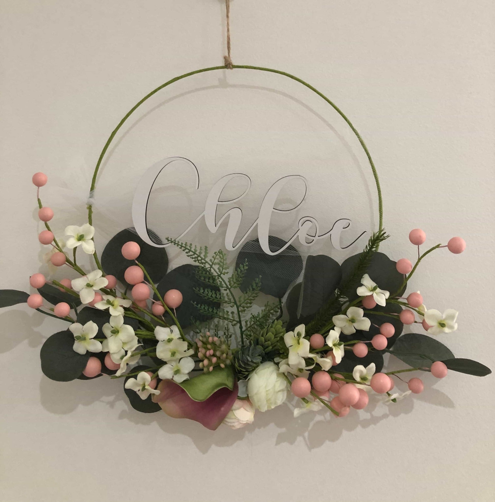 Floral Hoop Wall Art Wooden or Natural custom made-Personalised Hoops-All-Times-Gifts