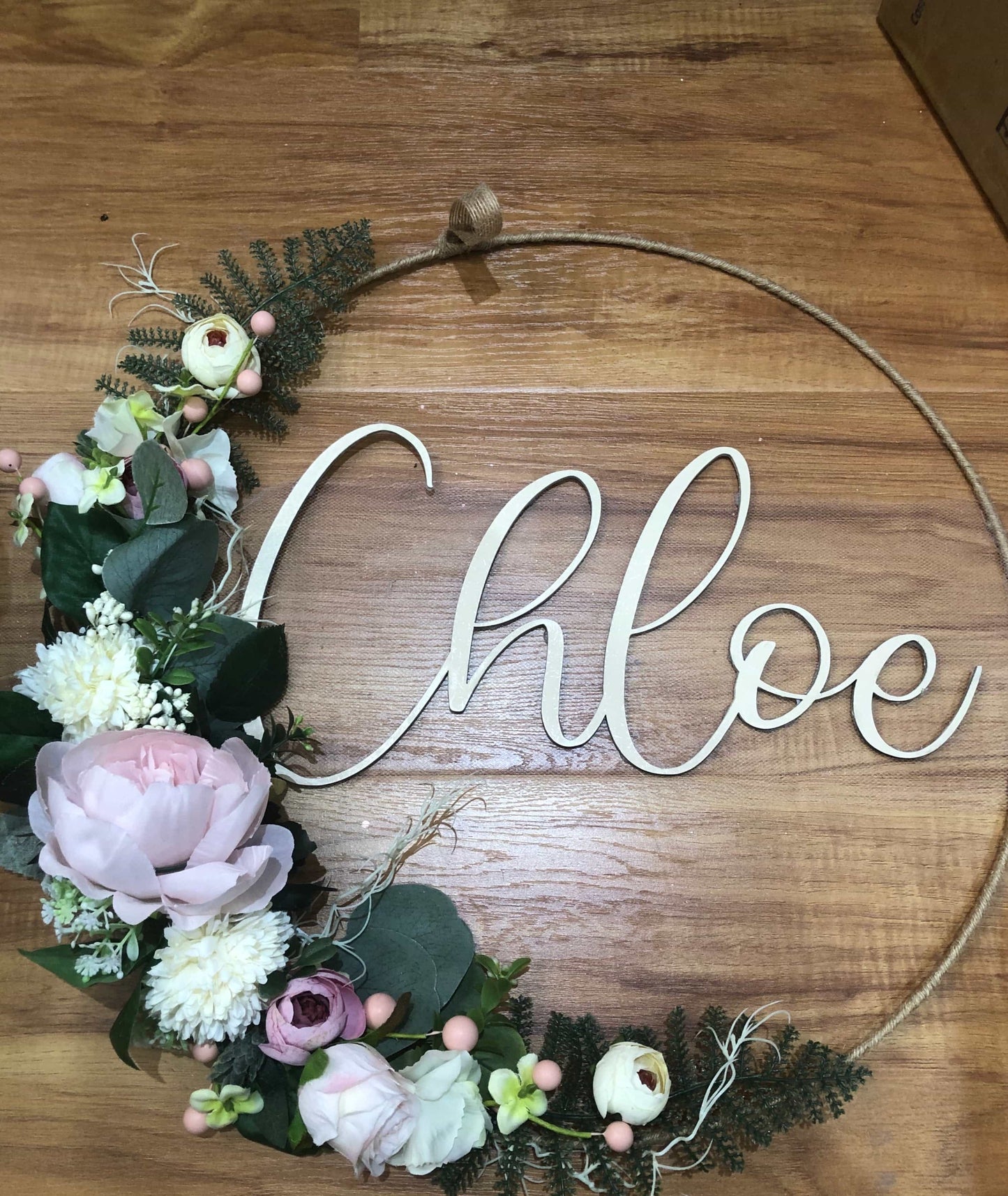Floral Hoop Wall Art Wooden or Natural custom made-Personalised Hoops-All-Times-Gifts