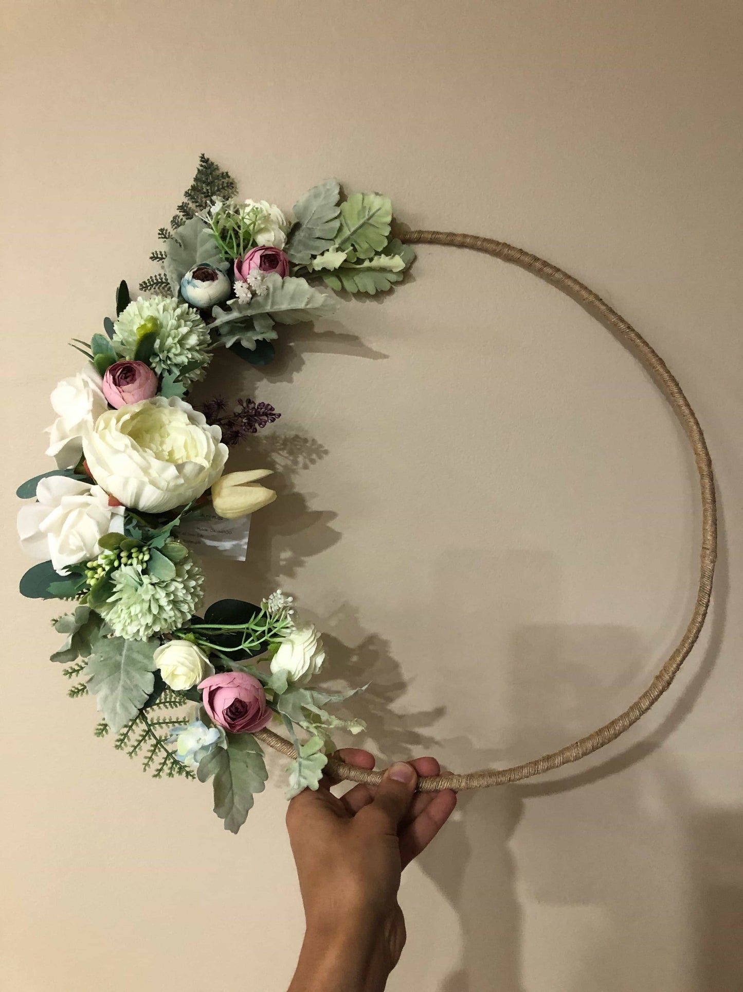 Floral Hoop Wall Art Wooden or Natural custom made-Personalised Hoops-All-Times-Gifts