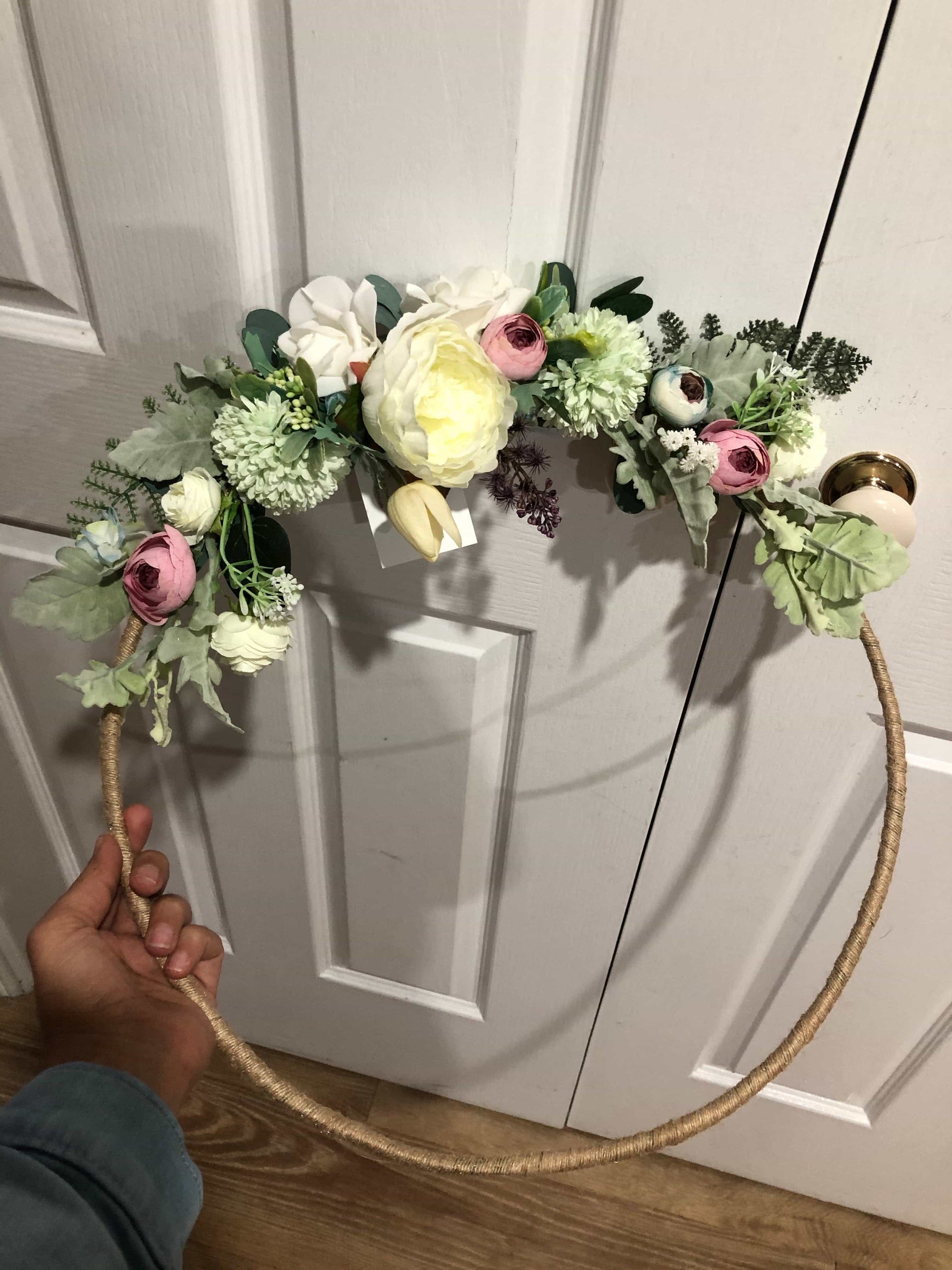 Floral Hoop Wall Art Wooden or Natural custom made-Personalised Hoops-All-Times-Gifts