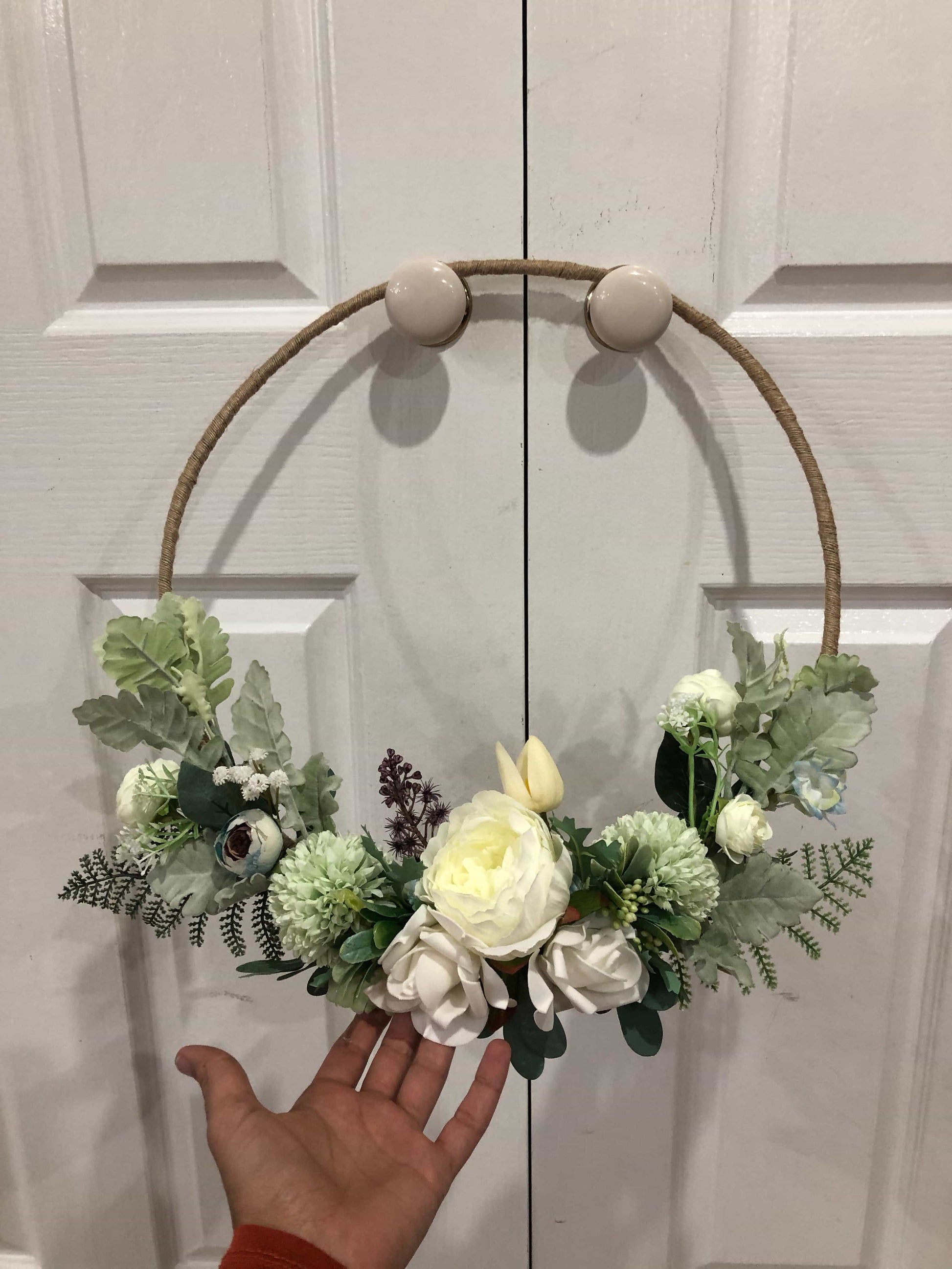 Floral Hoop Wall Art Wooden or Natural custom made-Personalised Hoops-All-Times-Gifts