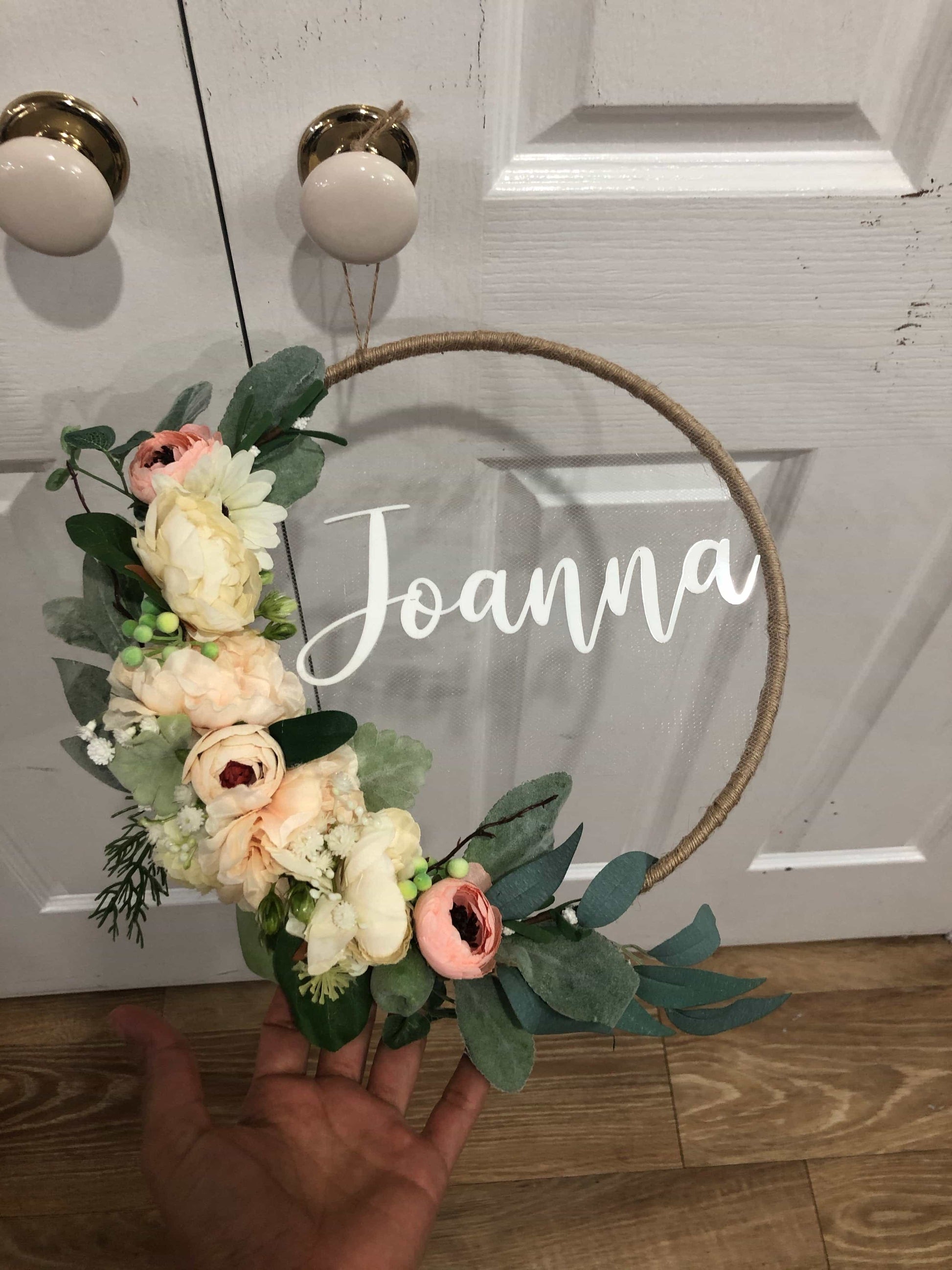 Floral Hoop Wall Art Wooden or Natural custom made-Personalised Hoops-All-Times-Gifts