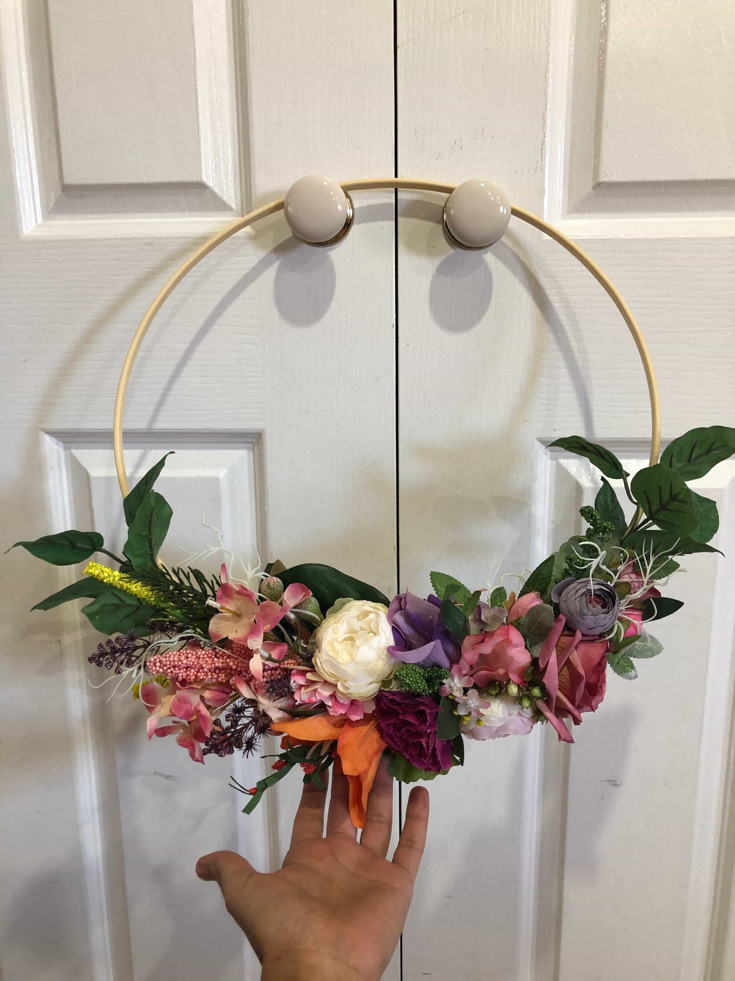 Floral Hoop Wall Art Wooden or Natural custom made-Personalised Hoops-All-Times-Gifts