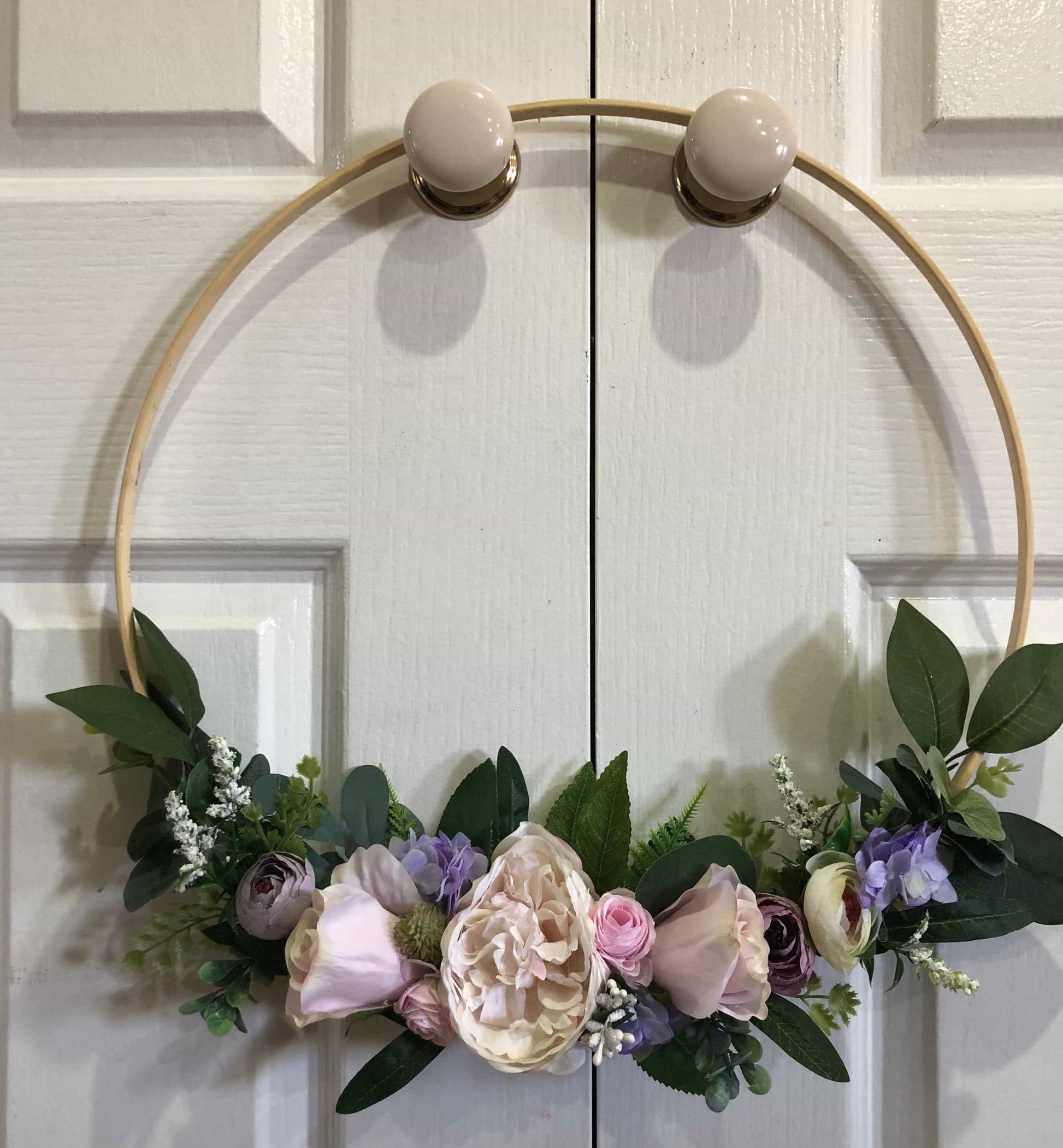 Floral Hoop Wall Art Wooden or Natural custom made-Personalised Hoops-All-Times-Gifts