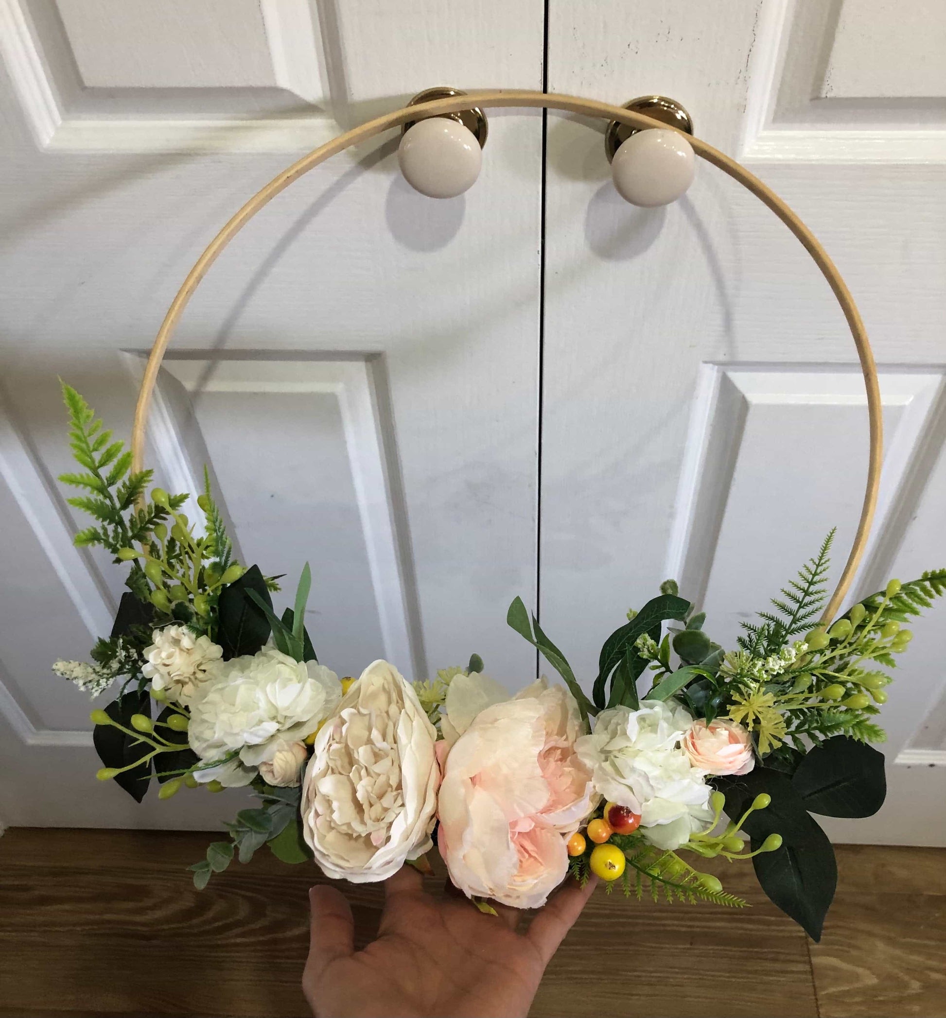 Floral Hoop Wall Art Wooden or Natural custom made-Personalised Hoops-All-Times-Gifts